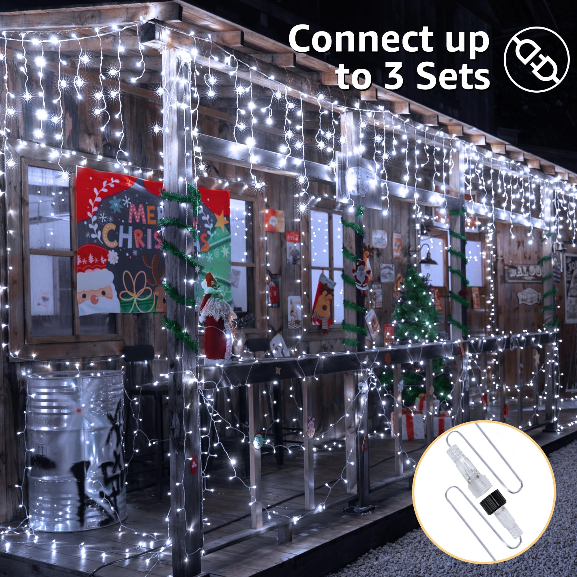 Hopexy Icicle Outdoor Christmas Lights, 600 LEDs 15m Waterproof Connectable Outside Fairy Light Mains Powered - Image 4
