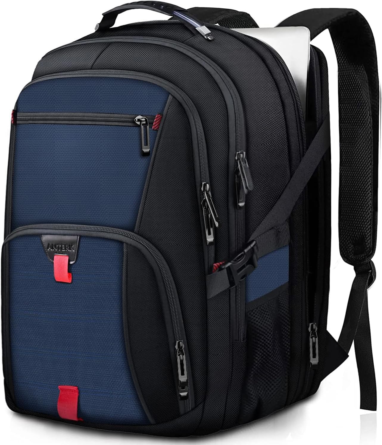 ANTERK Zaino extra large, zaino da viaggio, zaino per computer portatile, zaino resistente all'acqua TSA da 17,3 pollici, Blu, L, Zaino da viaggio