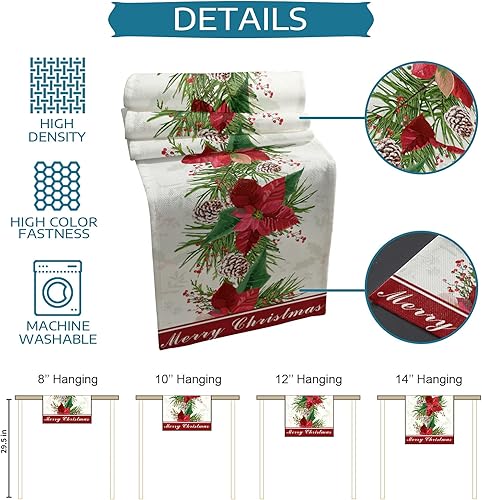 Miniatura 7 de Camino de mesa floral de Pascua de Navidad de 90 pulgadas de largo, camino de mesa de café de comedor, bufandas, lavable, antideslizante, decoración