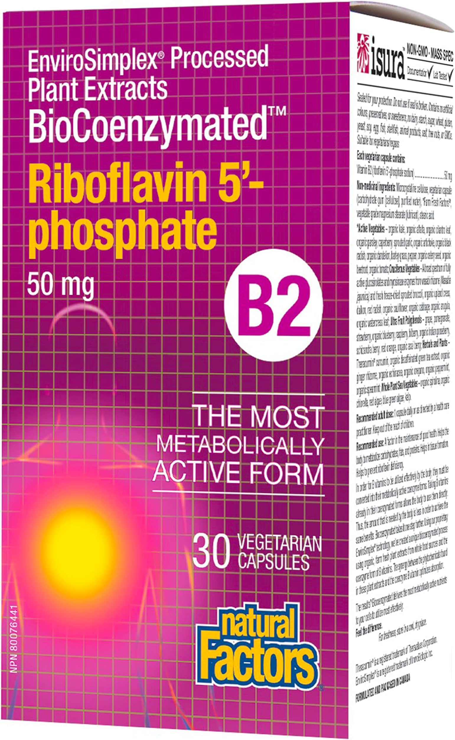 Natural Factors BioCoenzymated Riboflavin 5-Phosphate, 50 mg, 30 Veg Caps