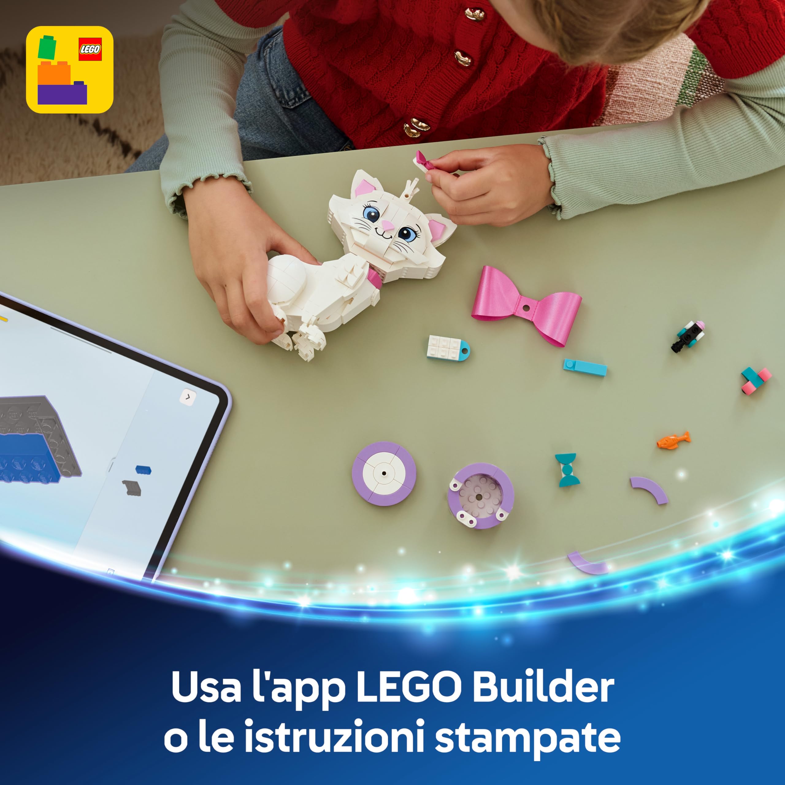 LEGO | Disney Adorabile Minou de Gli Aristogatti - Gatto Giocattolo con Accessori, incluso un Fiocco in Tessuto - Decorazione per la Camera da Letto - Regalo per Bambine e Fan da 7 Anni in su - 43286