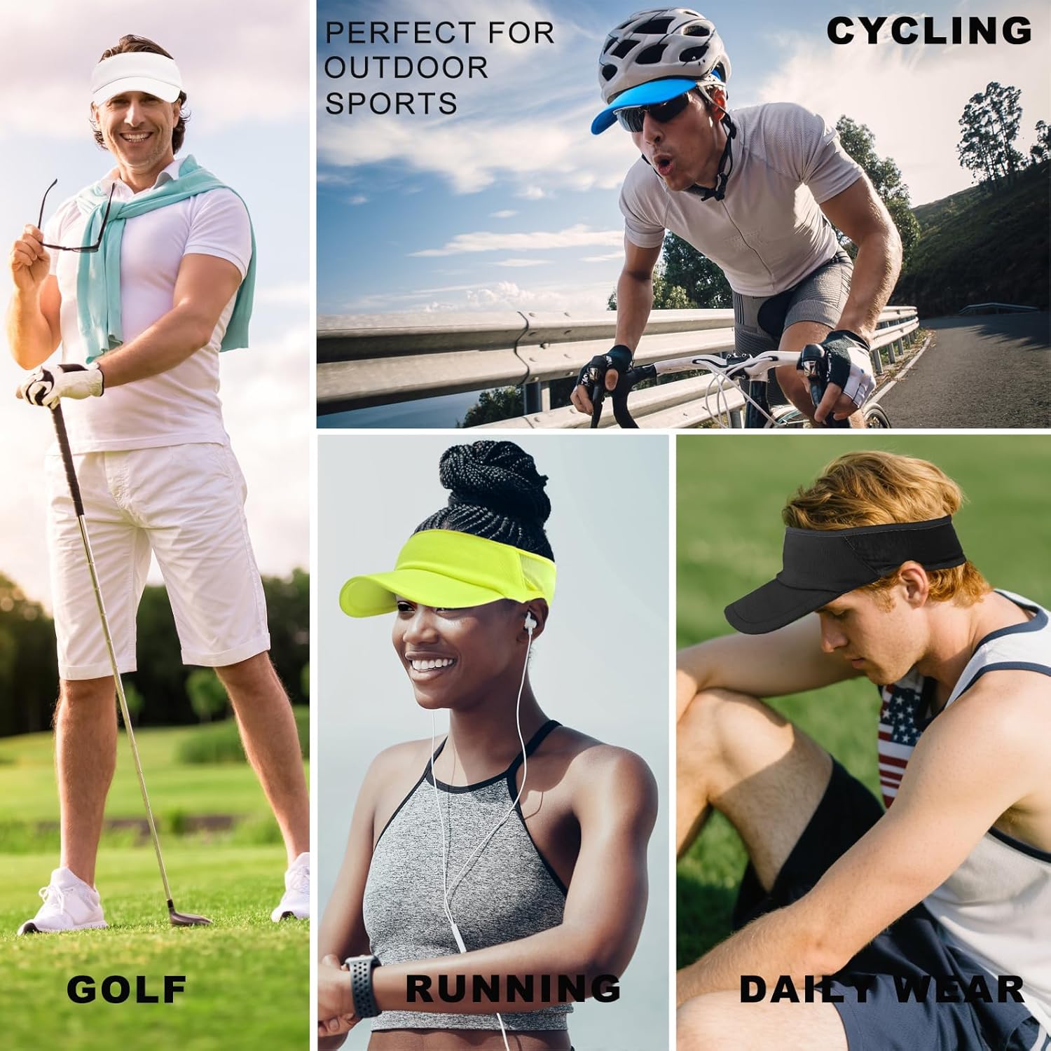 Sports Sun Visor Women Men, Cooling Stretchy Visor Hats Summer Packable Ponytail Sun Hat for Running, Golf, Tennis - Image 6