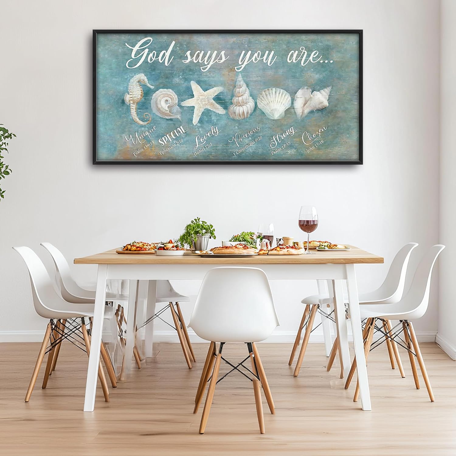 Extra Large Wall Art for Living Room Framed, Seashell Ocean Oversized Wall Decor Pictures, Beach Nautical Canvas Print Painting, Framed Artwork Bedroom Office Home Decor 30"x60"
