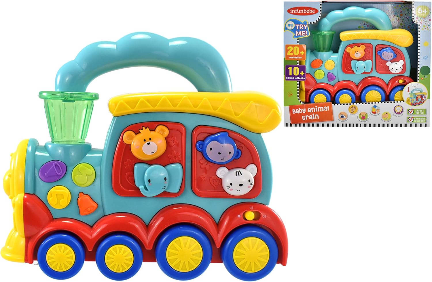 infunbebe Bebé Animal Tren Actividad Sensorial Luz Sonido Bebés interactivos Aprendizaje de Juguete