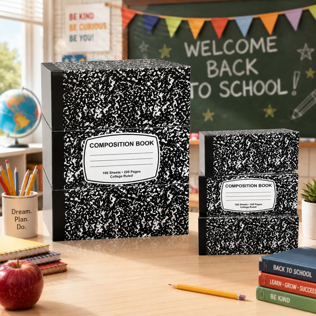 4 Pcs Back to School Balloon Box Decoration Sets Include Pencil Crayon Notebook Line Drawing Balloon Box for Back to School Decor Kindergarten Teacher Props Pencils Photo Prop Supplies