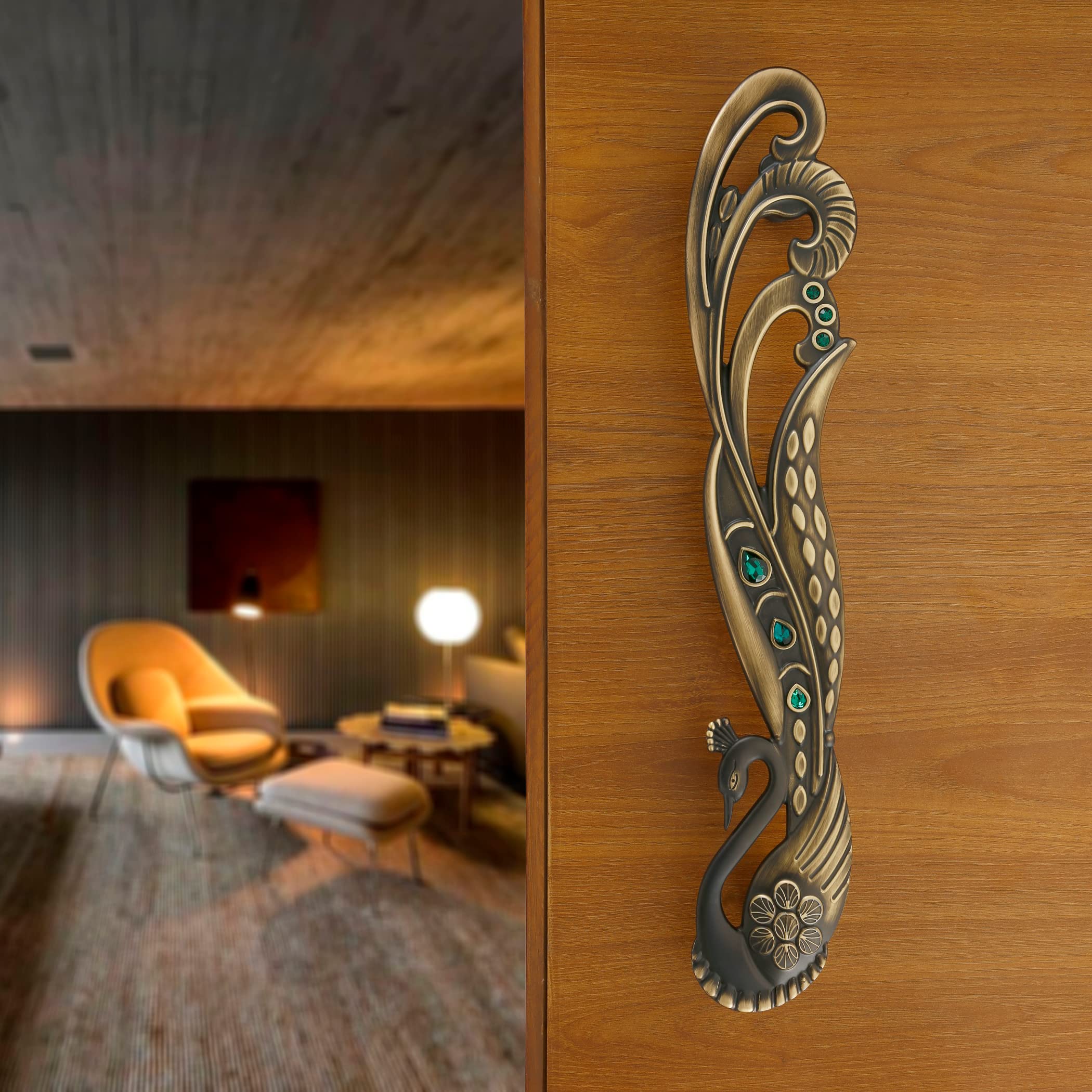 LAPO Mayur 12 Inch Door for Main Door, Wooden & Glass Door, Pull Handles for All The Doors of House, Office, Hotels-Pack of 1 (Left Side) Antique Finish | 3 Years Warranty-picture-23