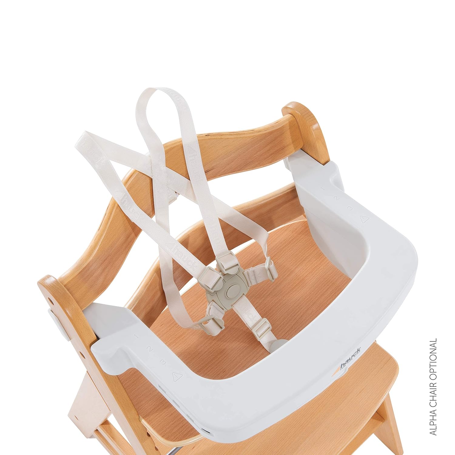 Hauck Alpha Tray base with 5-point harness installed