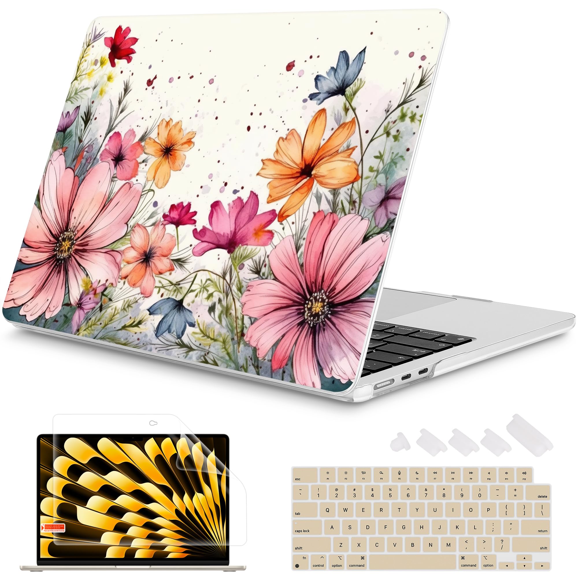 Mektron Designed for 2025/2024/2023 MacBook Air 15 INCH M4 A3241 /M3 A3114 /M2 A2941 Case, Printed Plastic Hard Shell Cover with 15.3" Liquid Retina