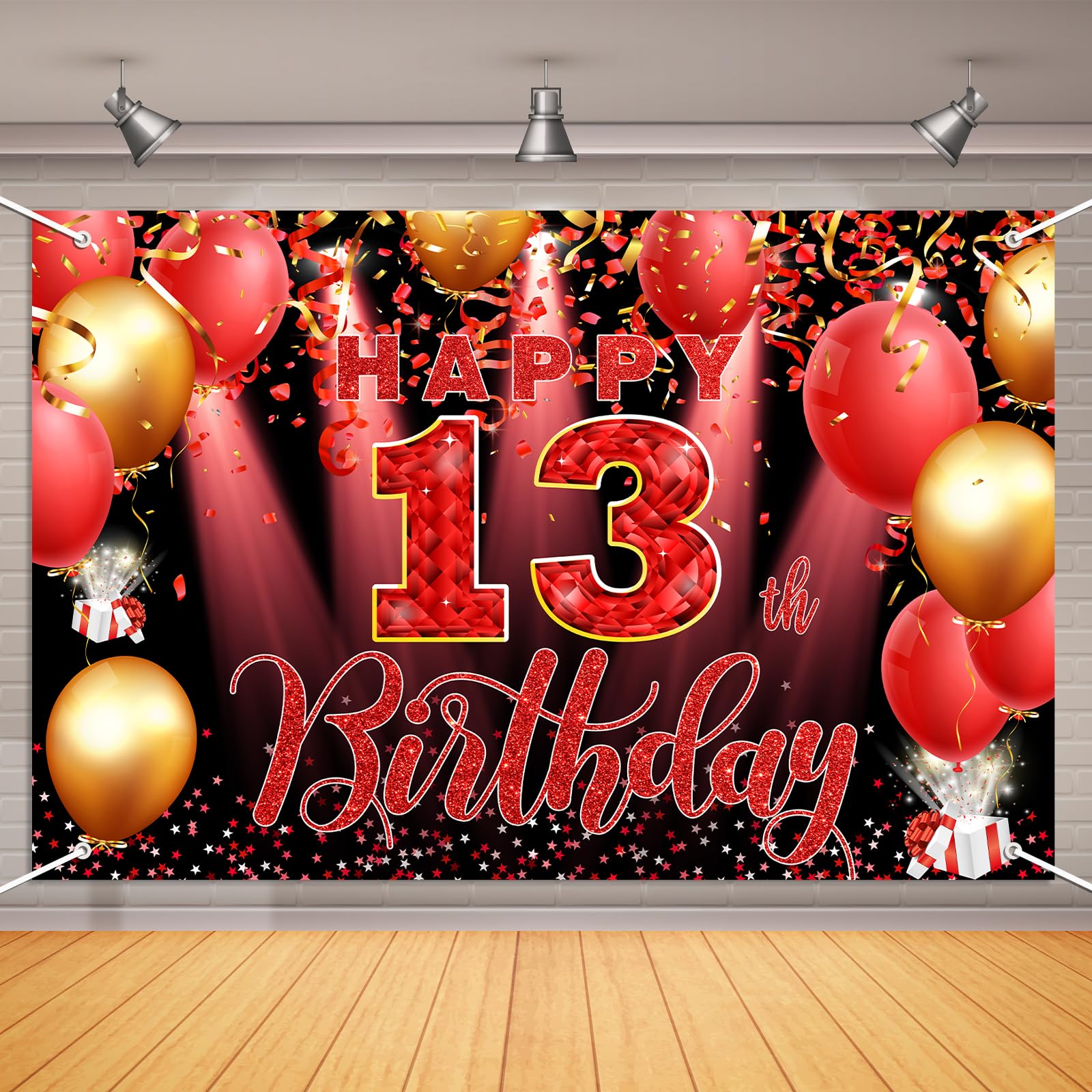 Talorine 13th Birthday Decorations Backdrop Banner for Girls 6x4ft Red Official Teenager Birthday Party Supplies Photography Background Thirteenth