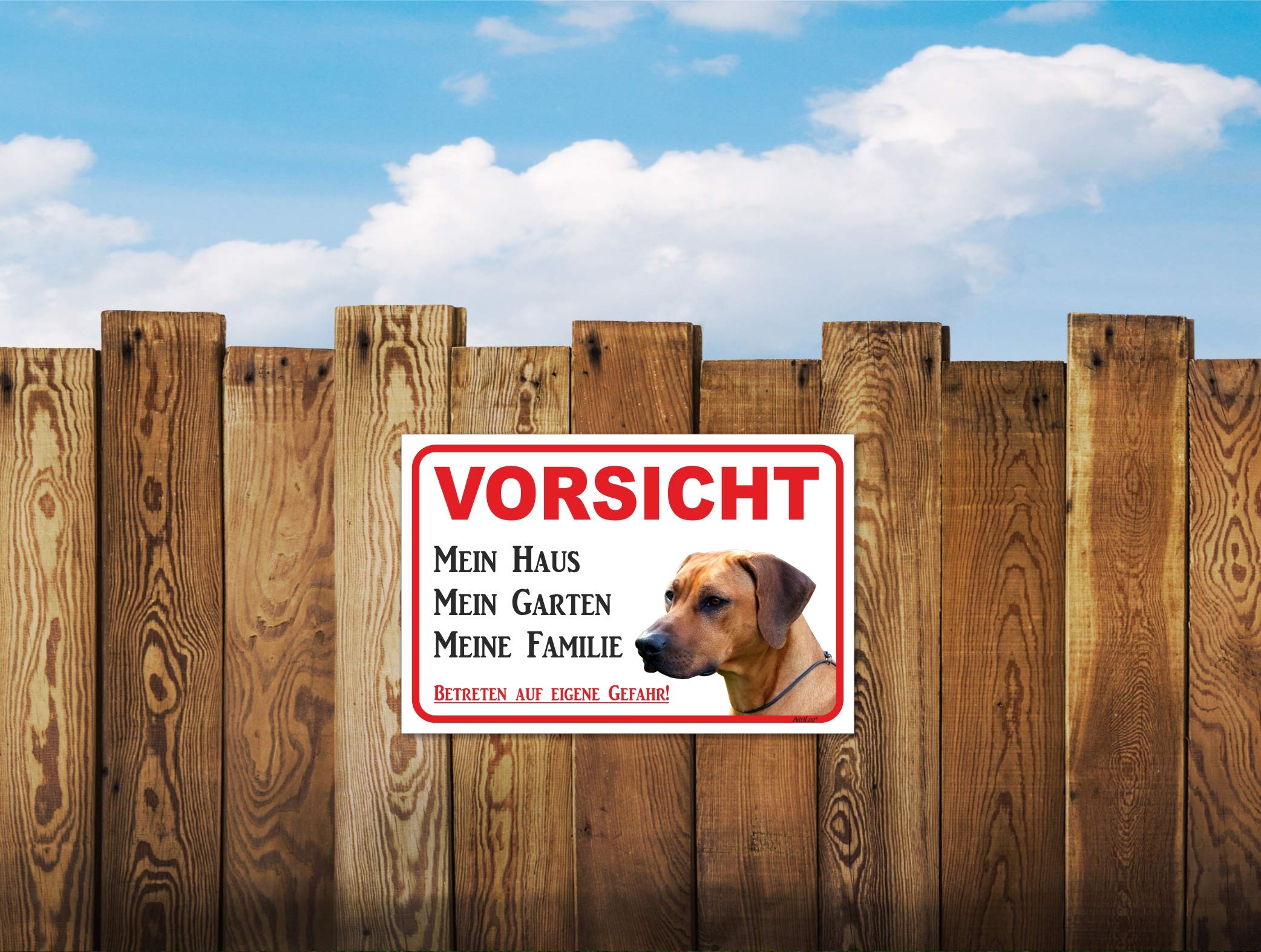 RHODESIAN RIDGEBACK Warnschild Aus Aluminium – 30,5 X 20 Cm (A4), 0,5 Mm Stark, Mit Optionalen Befestigungslöchern