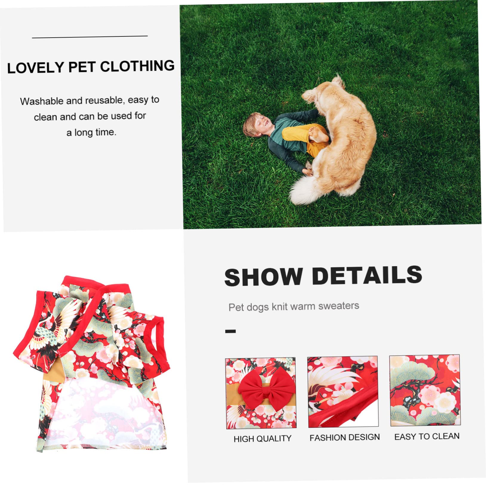 INOOMP 2pezzi Abbigliamento Per Cani Stile Kimono Giapponese Vestito Per Corgi e Altri Cani Costume Festivo Per Natale Compleanni e Occasioni Speciali Facile Da Indossare e Confortevole