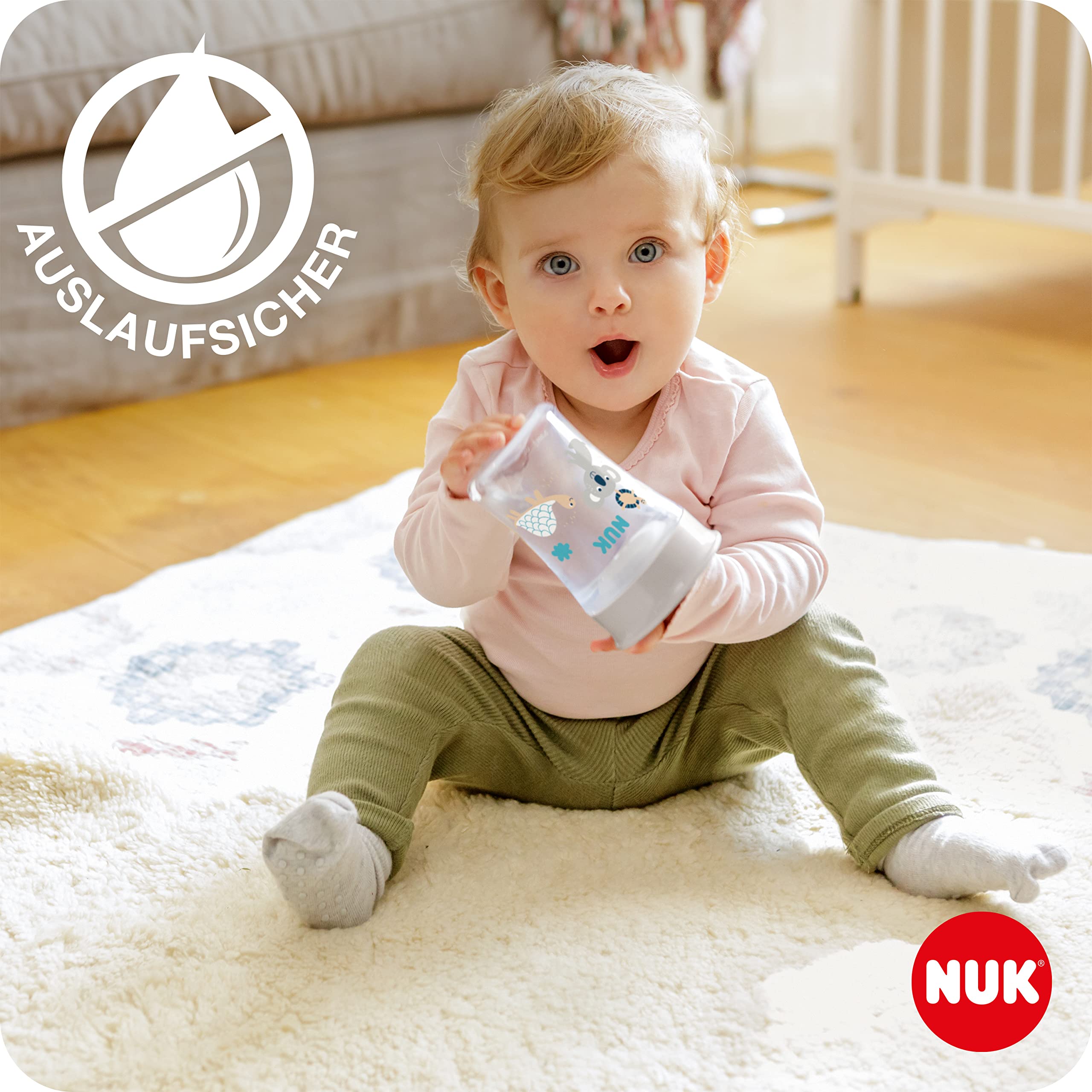 NUK Magic Cup Trinklernbecher | 8+ Monate | 230 ml | auslaufsicherer 360°-Trinkrand | BPA-frei | blau | 2 Stück