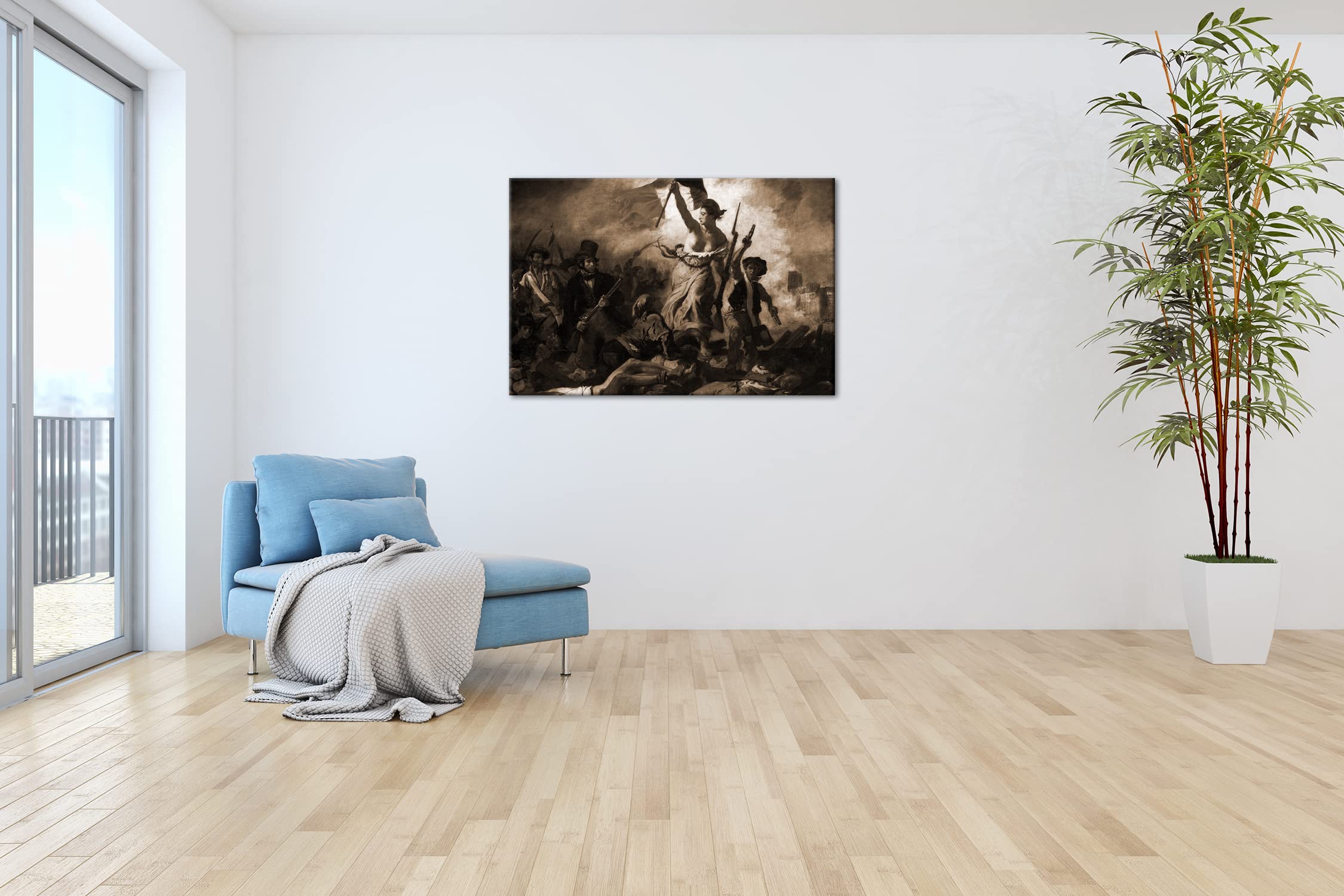 Revolution française Format : 120 x 80 cm - Effet : Sepia sur toile - Motif encadré sur un cadre en bois véritable - Impression numérique de qualité supérieure - Pas de poster ni d'affiche