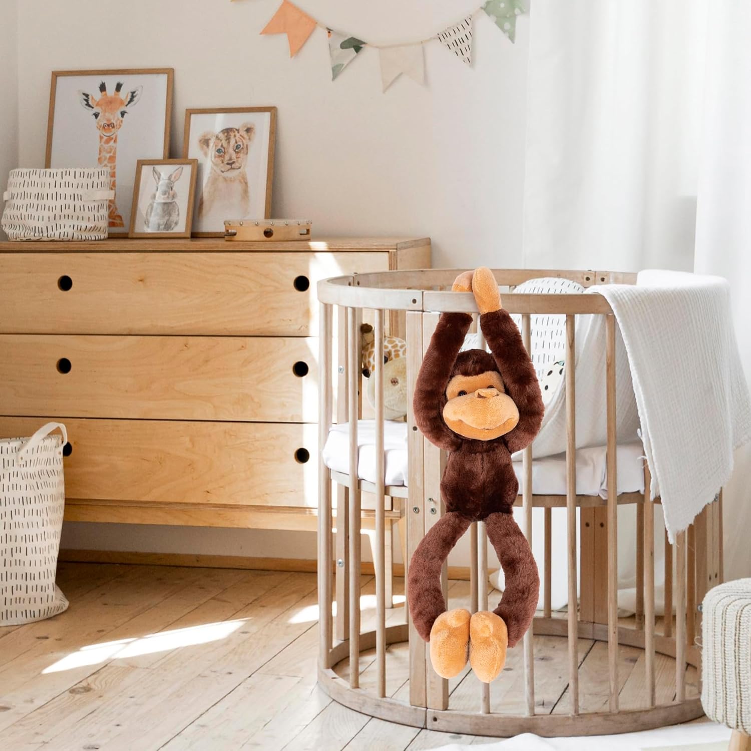 ArtCreativity Long Arm Plush Monkey, 23 Inch Hanging Monkey with Connectable Limbs, Ultra Soft and Huggable Stuffed Animal for Kids, Cute Home and Nursery Décor, Best Birthday Gift Idea