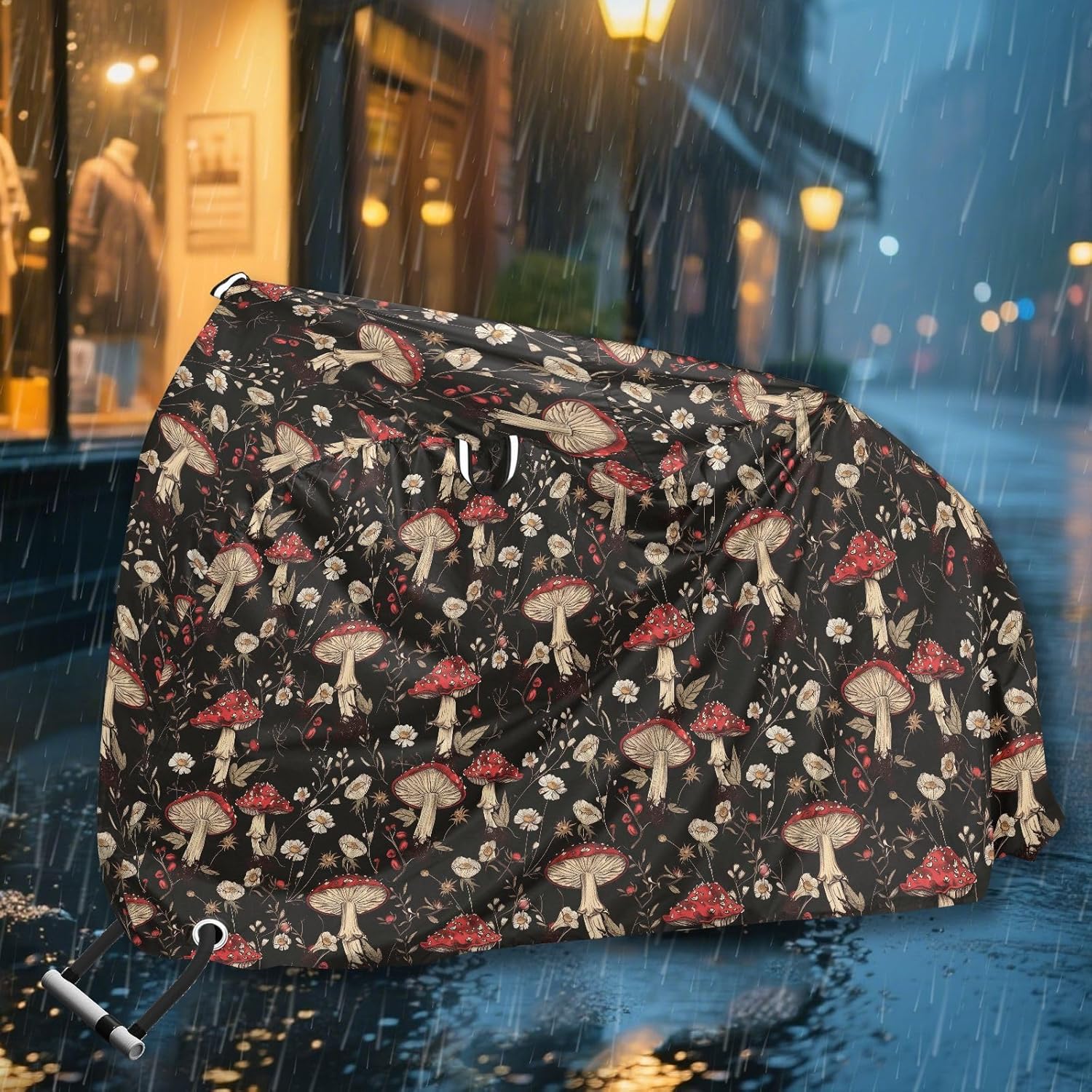 ALAZA Mushroom Daisy Flower Bike Cover Waterproof Outdoor Ebike Bicycle Covers Tarp Protection for 1/2 Bikes, Sun UV Dust Wind Proof