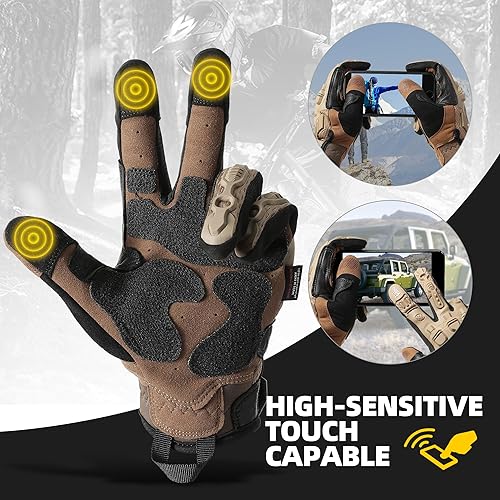 Miniatura 5 de ZUNE LOTOO Full Finger Tactical Gloves for Men, Touchscreen Motorcycle Gloves with TPR Impact Protective, Kevlar-Lined, EVA Palm Padded, Gloves for
