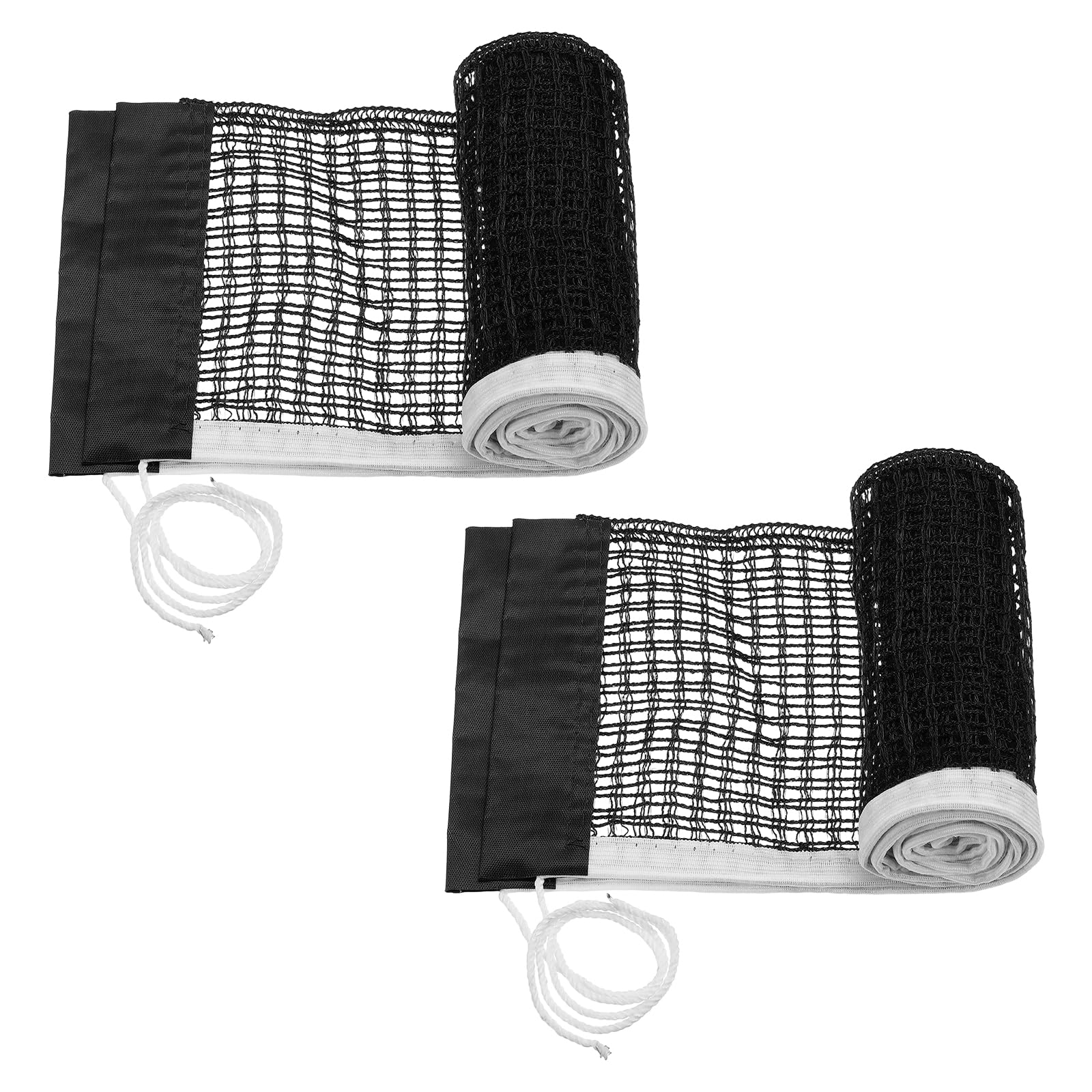 YELARXI Portable Table Tennis Net, String Tension Ping Pong Net Replacement Accessories 2Pcs & 180x14cm & D4 Mesh & Polyester & Black - for (Indoor/Outdoor/Gym)