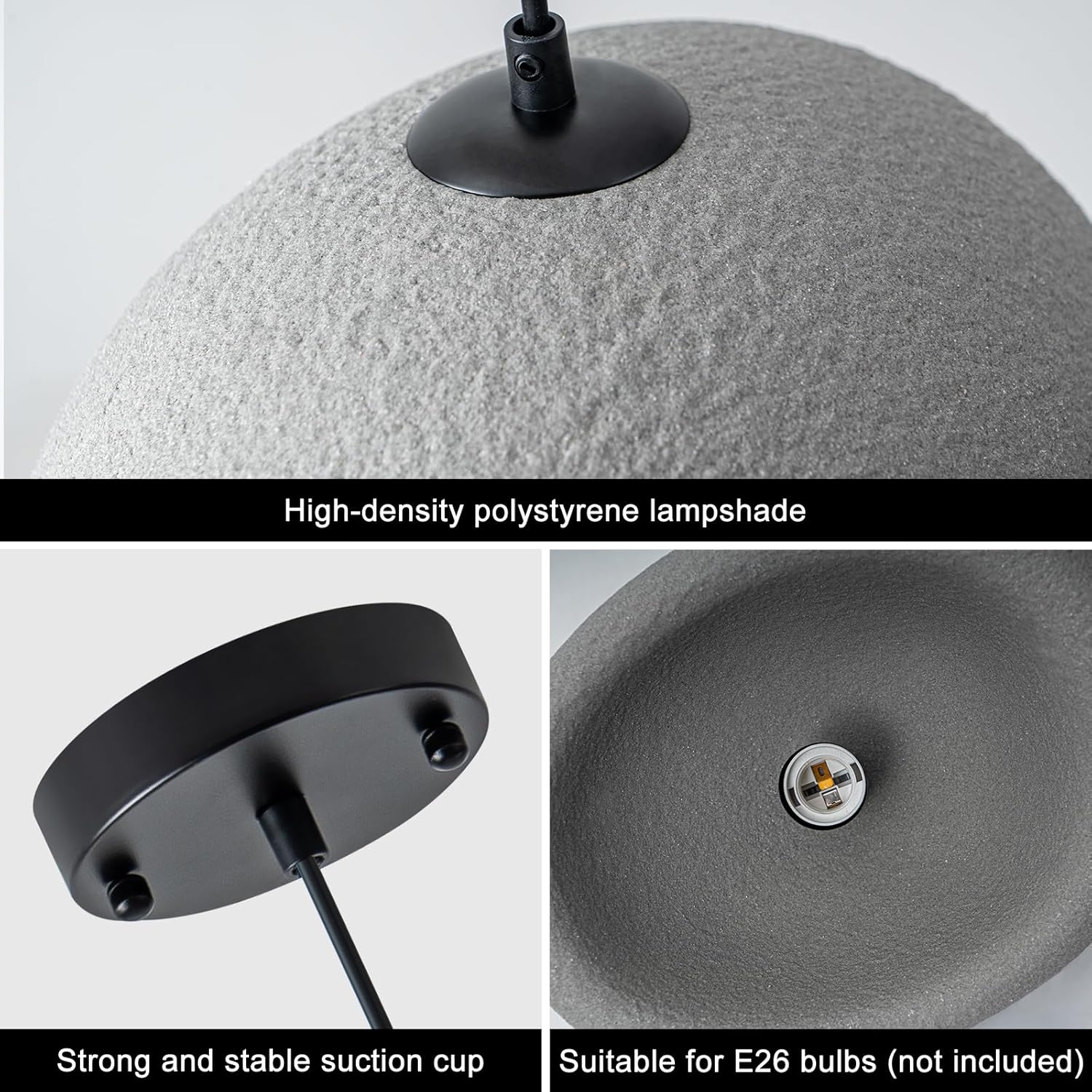 11.8 inch Wabi Sabi Pendant Light Modern Japanese Ceiling Fixture for Dining Room Kitchen Island Hallway, Gray E26 Base Hanging Lamp (30cm/11.8in)