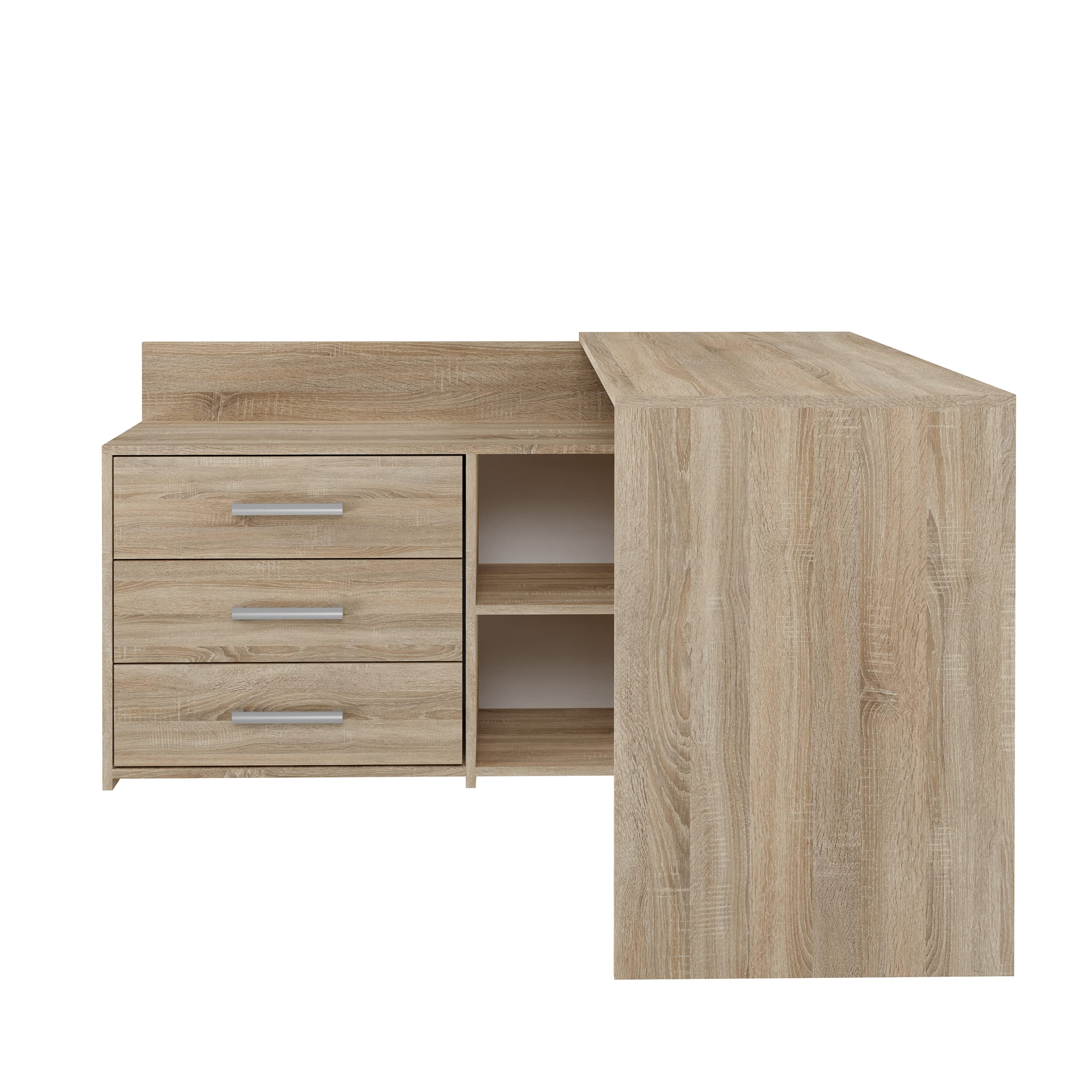 CDF Schreibtisch DANY 120x50x76 cm – Eckschreibtisch mit 3 Schubladen, modern & funktional, in Eiche Sonoma, stabil & pflegeleicht, ideal für Kinderzimmer oder Homeoffice