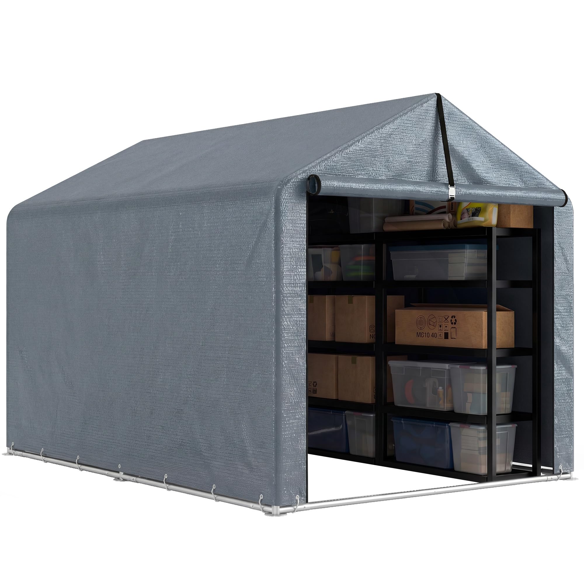 Outsunny Garagenzelt 2,2 x 1,6 m Wasserdicht Stahlrahmen Dunkelgrau
