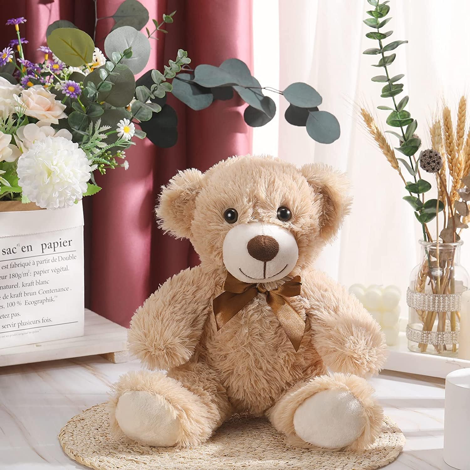 Bonnet d'anniversaire personnalisé avec nom, ours en peluche, peluche, nounours avec gâteau d'anniversaire, célébrations de nouveau-né, idée cadeau d'anniversaire, cadeau pour enfant - France