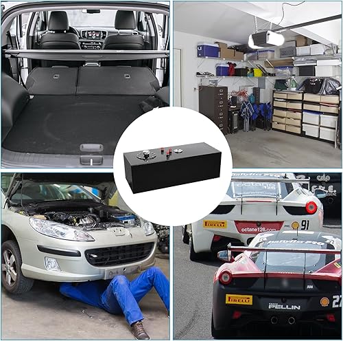 Miniatura 7 de MOTORHOT Kit de tanque de combustible de aluminio con pila de combustible de 15 galones, universal, 57L, pulido de carreras, tira de deriva, tanque