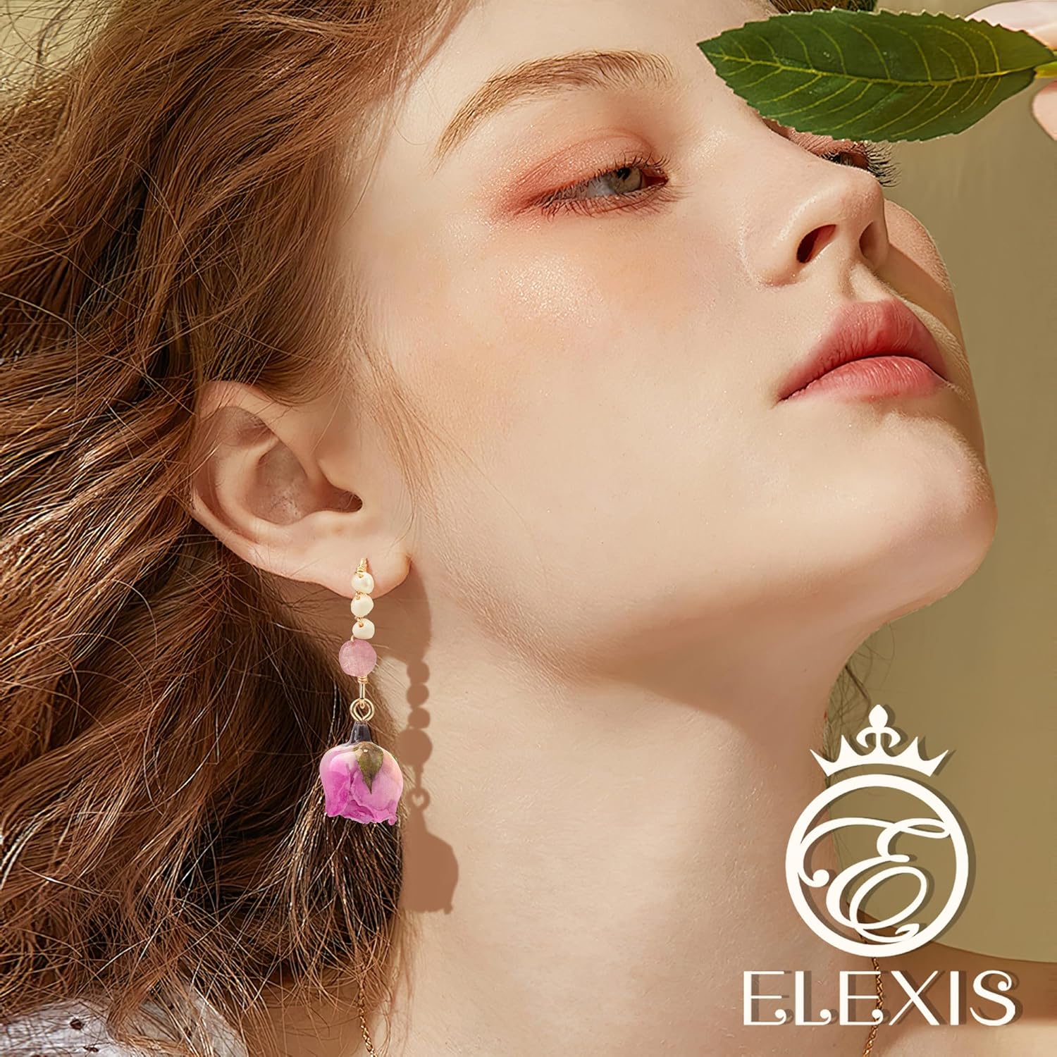 ELEXIS flower Earrings For Women Handmade Dainty SimpleTrendy Comfy Aesthetic Dangle Earrings Hypoallergenic Engaged Wedding Bridesmaid Hanging Jewelry - Image 2