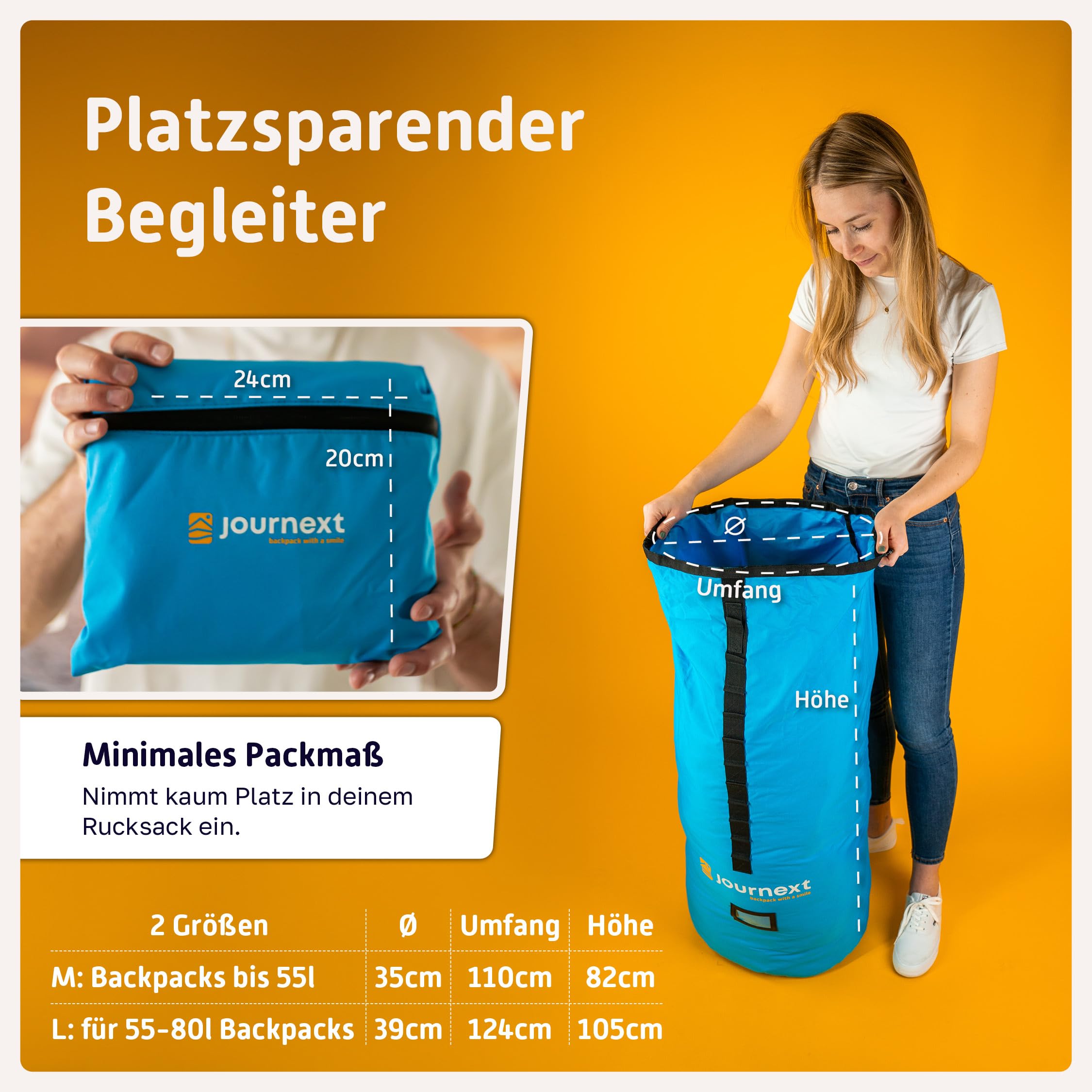 Journext 2 in 1 Rucksack Schutzhülle & Regenschutz/Flight Cover Rucksack/Rucksack Schutzhülle Flugzeug, Bahn und Bus/Flight Bag/Backpack Cover/Rucksack Schutz