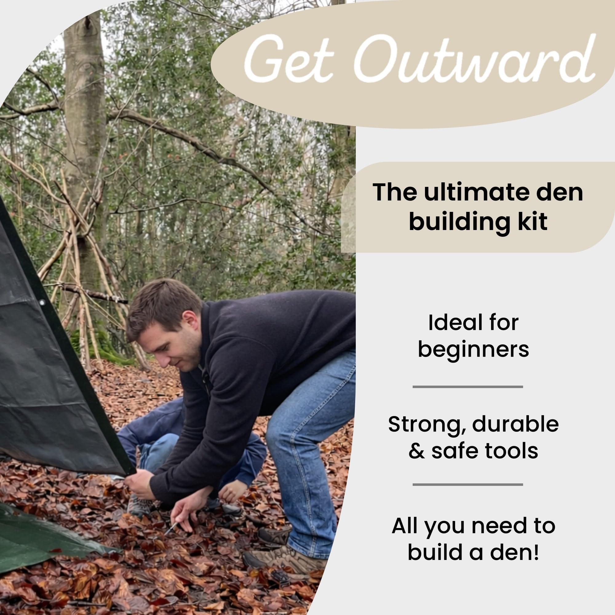 Outward Kit da 7 pezzi, per costruire la propria tenda all'aperto in natura, adatto per tutte le condizioni atmosferiche con istruzioni (lingua italiana non garantita)