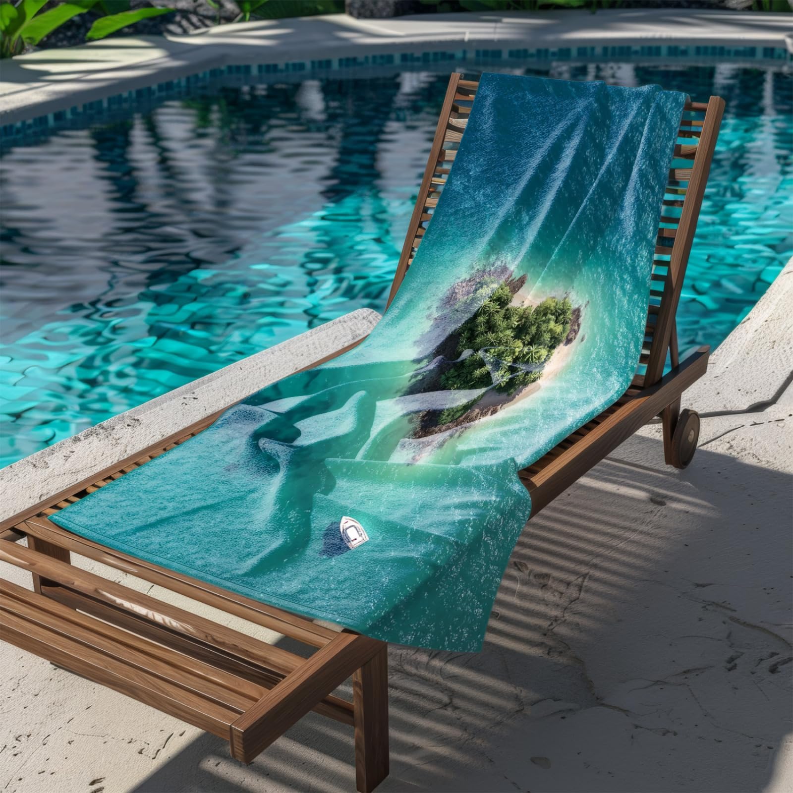 Telo Mare Microfibra Grande 200X200 Isole, Barche Telo da Mare Matrimoniale Xxl,Ad Asciugatura Rapida, Telo Bagno Senza Sabbia,Spiaggia, Campeggio, Escursionismo, Picnic