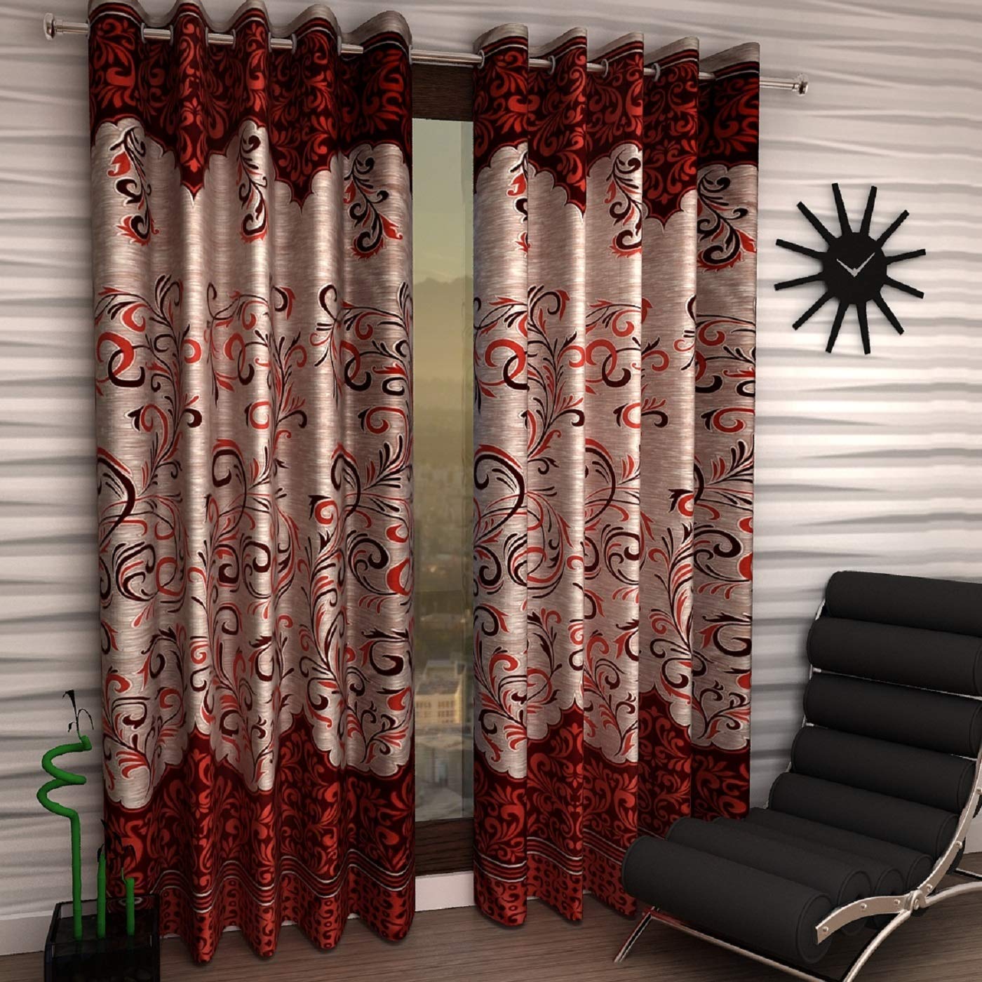 Blexos Saawaan Heavy Quality Premium Beautiful Abstract Curtain (Red, Maroon, 9 feet) Pack of 2 (B08Q4DP7ZL) Amazon Price History, Amazon Price Tracker