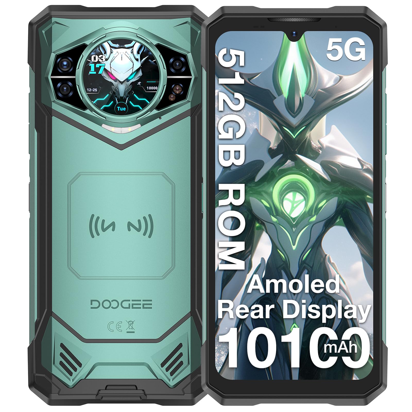 DOOGEE S200 X Rugged Smartphone 5G, 32GB+512GB(2TB) DDR5, 1.32'' AMOLED Rear Display, 10100mAh/33W, 100MP+20MP Night Vision, Android Rugged Phone,6.72'' FHD+ 120Hz, IP68/WiFi6/OTG/Face ID/NF