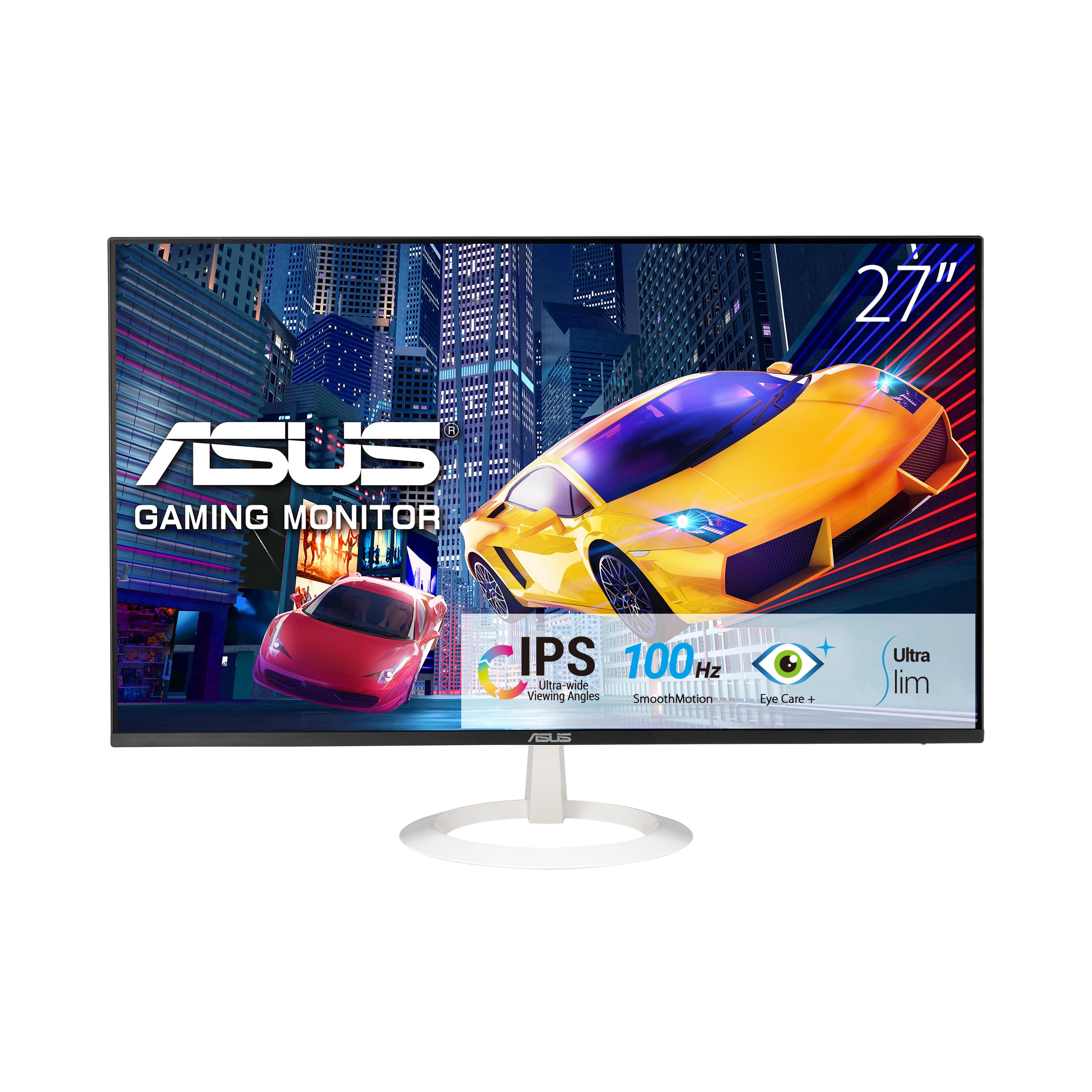 ASUS VZ27EHF-W Eye Care Monitor Gaming 27 pulgadas (IPS, Full HD, sin marcos, 100 Hz, sincronización adaptativa, 1 ms MPRT, HDMI, luz azul baja, sin parpadeos, montaje en pared)-image
