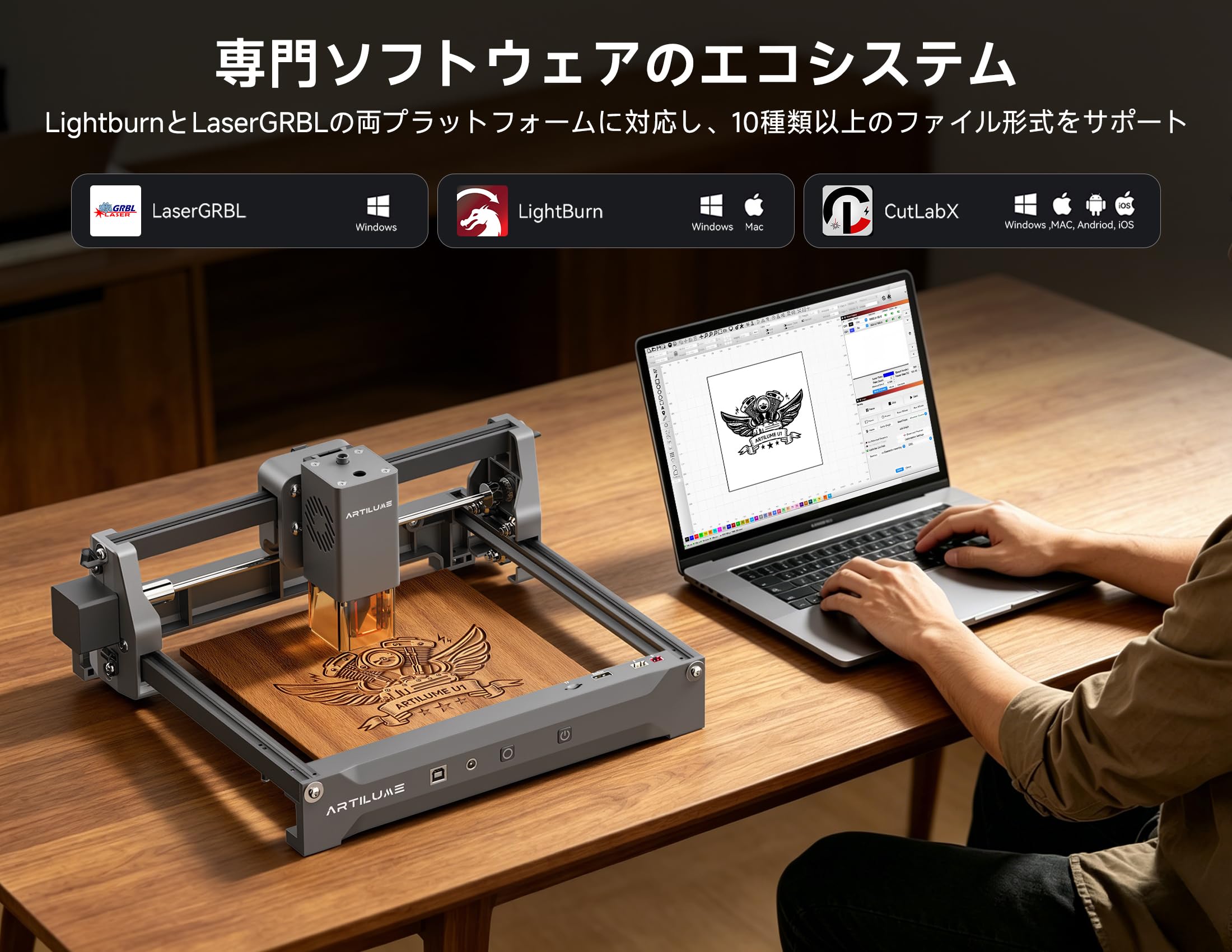 Amazon.co.jp: Artilume U1 IR1000mW ポータブルレーザー彫刻機 高精度 