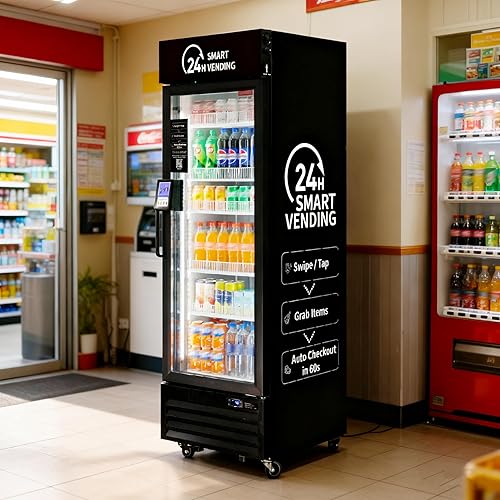 HAHA Smart AI Vending Machine with Card Reader, Combo Snack & Drink Machine, 6-Layer 252 Cans Capacity Refrigerated AI Visual Recognition & App Management US360CT (Black, AI mini)