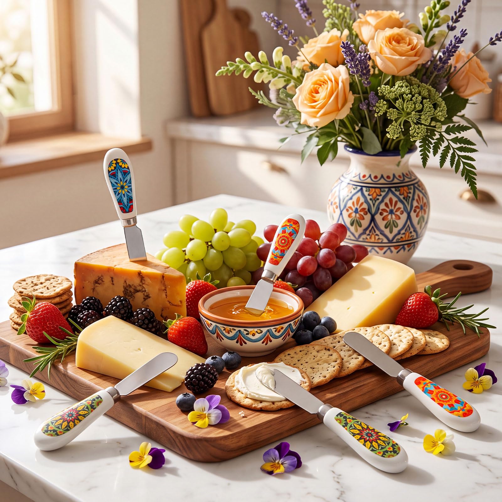 Boho Butter Knife Set - 6 Pack Cheese Spreader -2