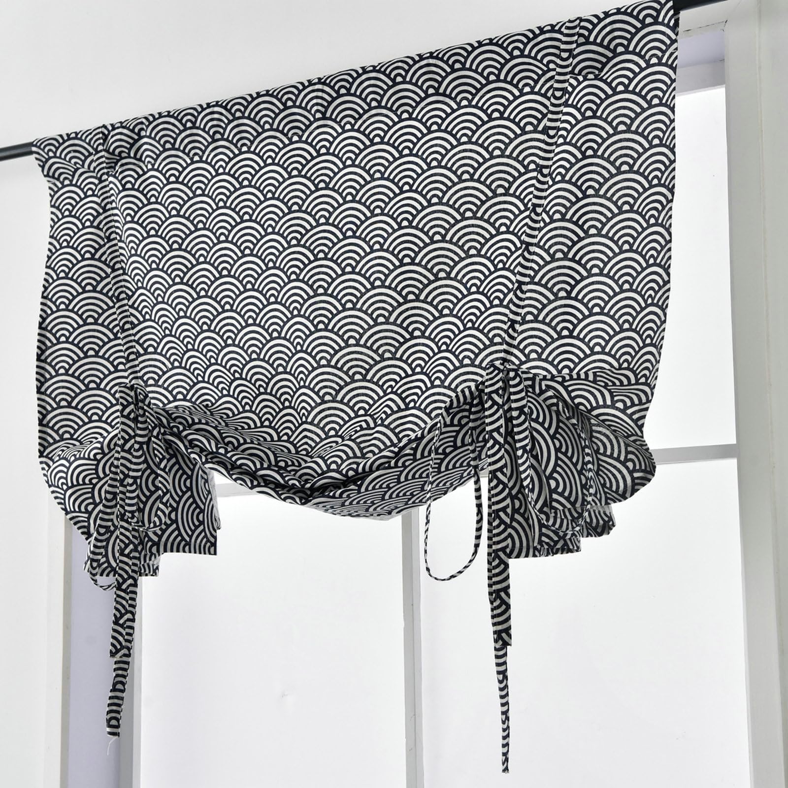 Verdunkelungsvorhänge Schwarz Beige 2er Set, Vorhänge Blickdicht Stangendurchzug 117x160CM Bedruckt mit Wellen Motiv Wohnzimmer Schlafzimmer Gardinen und Vorhänge