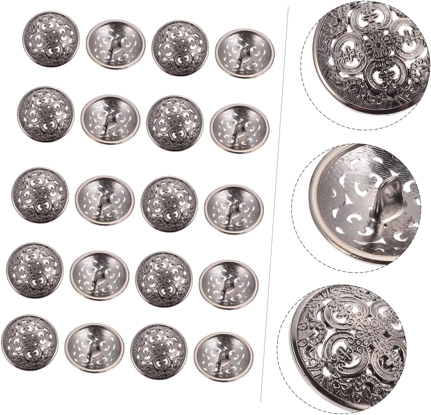 Botones de repuesto redondos de resina 10 Uds. Botón de abrigo de traje decoración Retro botones de Metal adorno dorado botón redondo botones de suéter conjunto de botones de Metal negro(Black,2.5X2.5