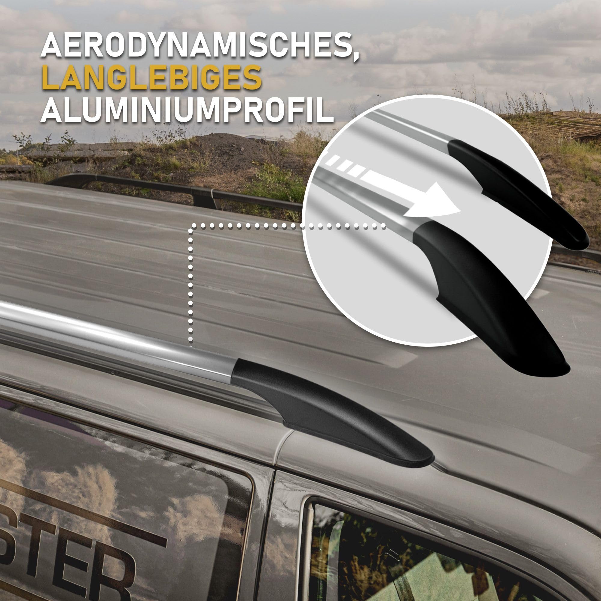 CHROMEMASTER | Dachrelinge Dachträger Kompatibel mit Ford Transit Custom L1 KURZ 2023+; Geeignet zur Montage von Dachträgern, Dachboxen und Fahrradträgern | Einfache und Schnelle Montage | Aluminium