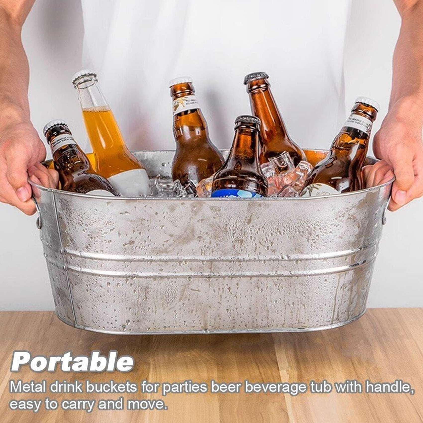 2 cubos de hielo, bañeras galvanizadas, para fiestas, bebidas para amantes de la barbacoa, cubos para bebidas