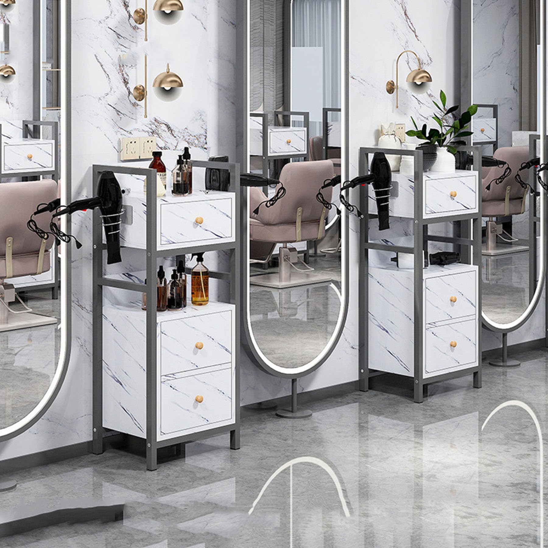 Salon-Aufbewahrungsschrank Für Friseure, Friseurwagen Mit Werkzeugschubladen, Kosmetikstudio-Ausstattung, Stylingstation Mit Schublade Für Haartrockner, Professionelle Friseursalon-Möbel, C4