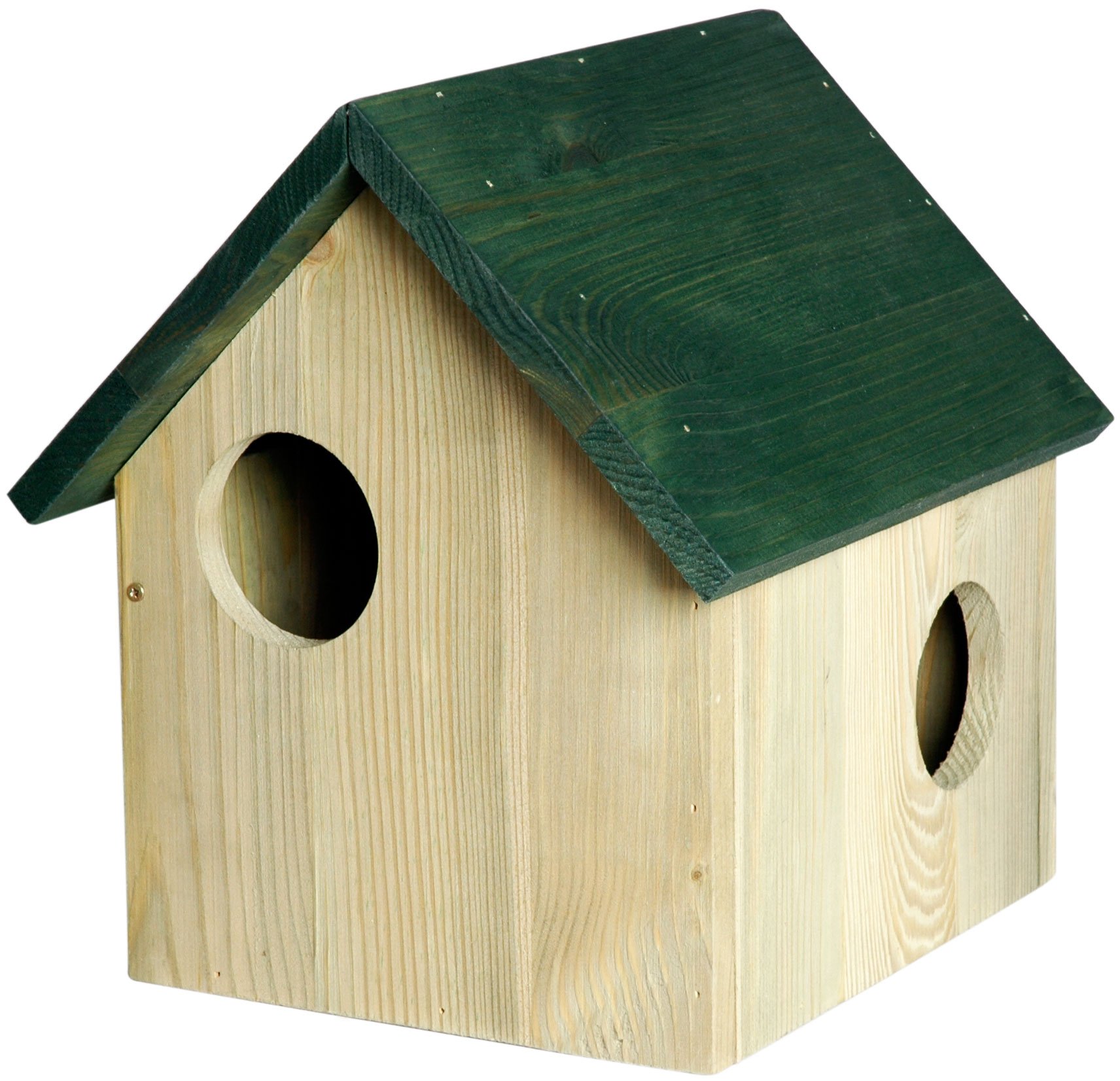 dobar® 22221 Eichhörnchenkobel - Eichhörnchenhaus aus Massivholz - Futterhaus für Eichhörnchen - Eichhhörnchen Schlafhaus mit 3 Eingängen - 25 x 26 x 28,5 cm - Grün