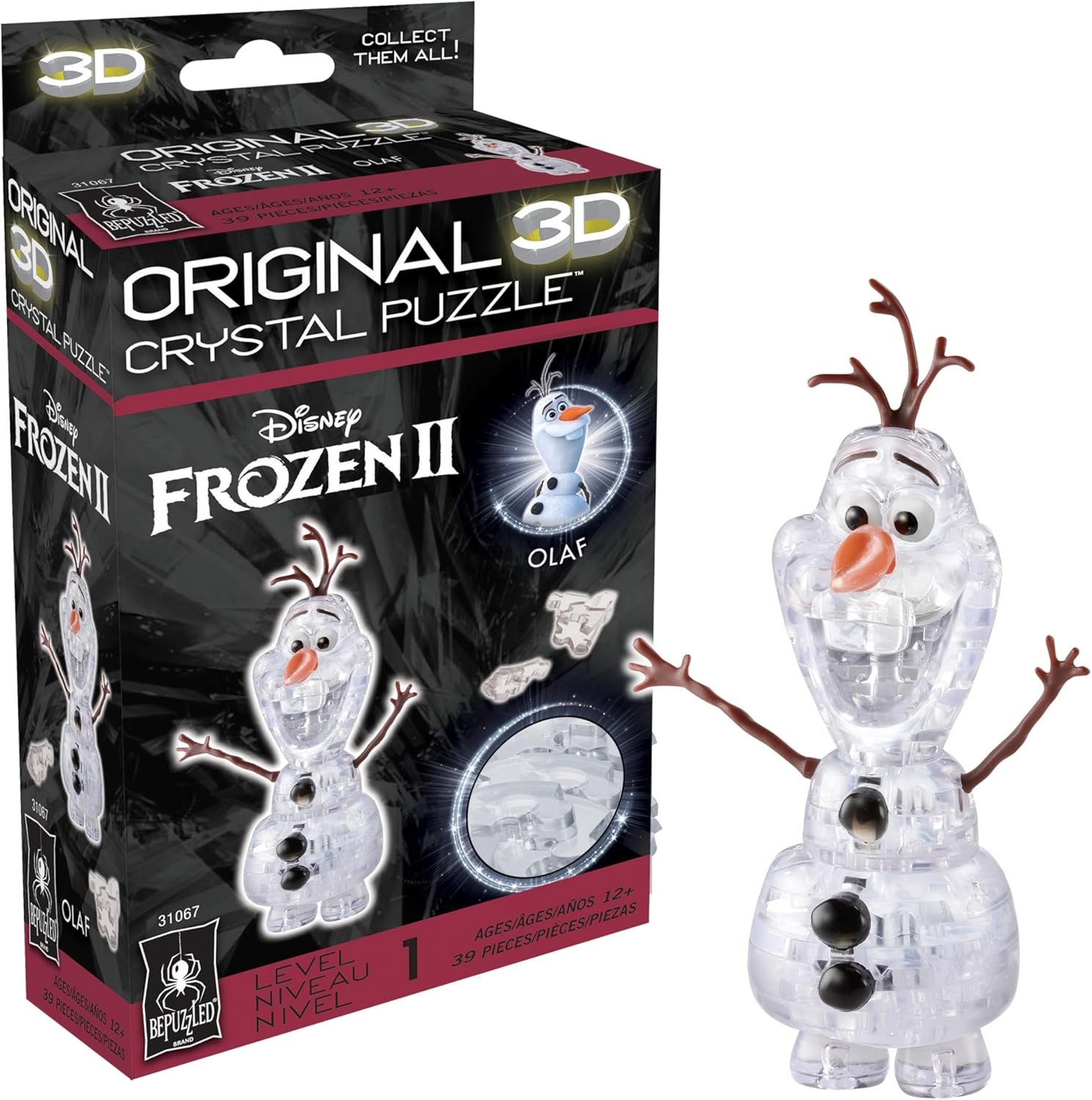 BePuzzled, Disney Olaf Original 3D Crystal Puzzle, Perfect for Puzzlers Ages 12 and Up, Challenging to Complete and Beautiful to Display, Collect Them All