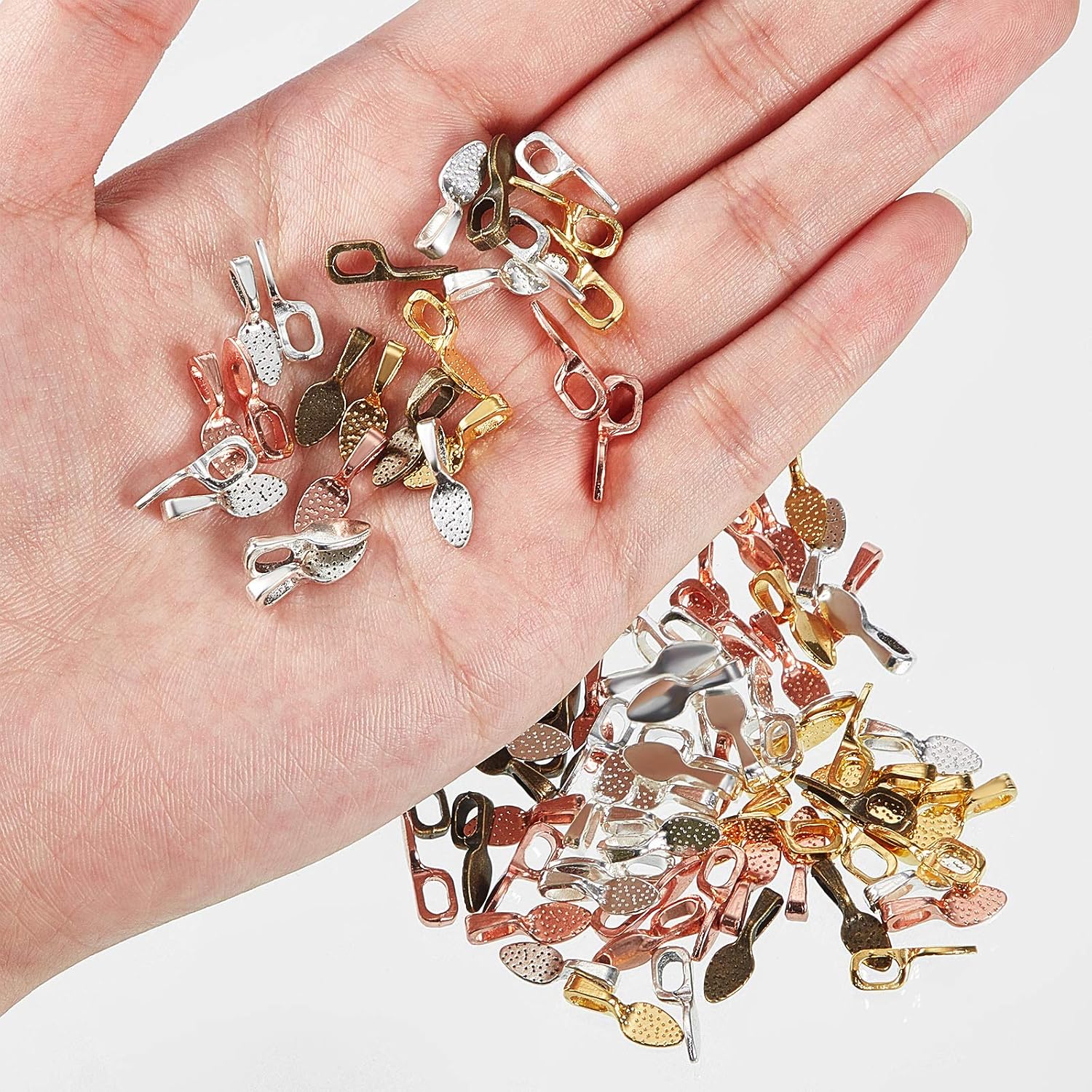 250 Pieces Oval Glue on Bail Pendants Small Spoon Earring Pendants Jewelry Glue on Bail Earring Charms for Jewelry Making DIY Crafting, 5 Colors