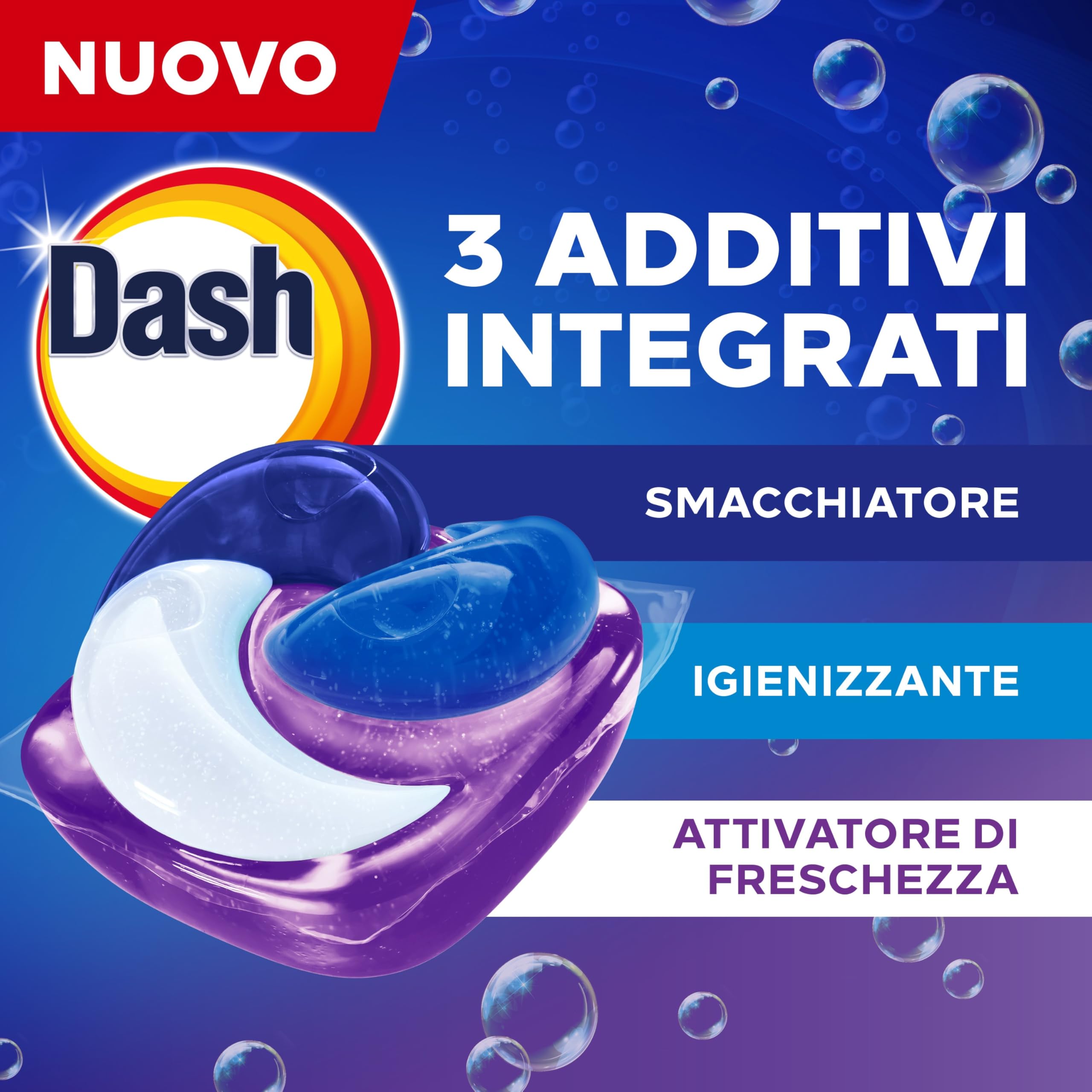 Dash Pods Detersivo Lavatrice In Capsule, 132 Lavaggi (3x44), Lavanda, Rimuove Le Macchie, Igienizza, Dona Freschezza, Brillantezza Per I Capi