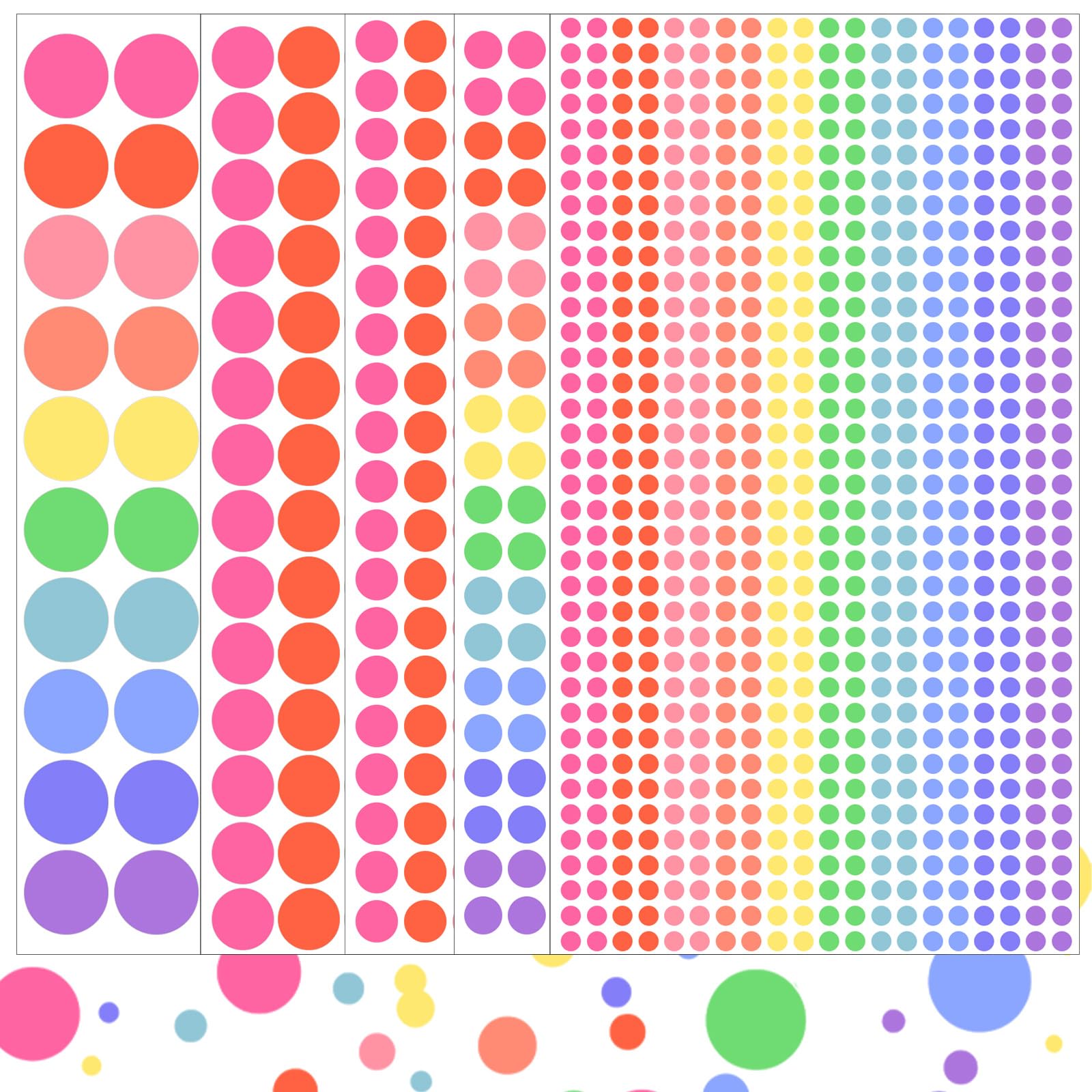 Autocollants ronds à pois colorés pour animer une salle de jeux d'enfant