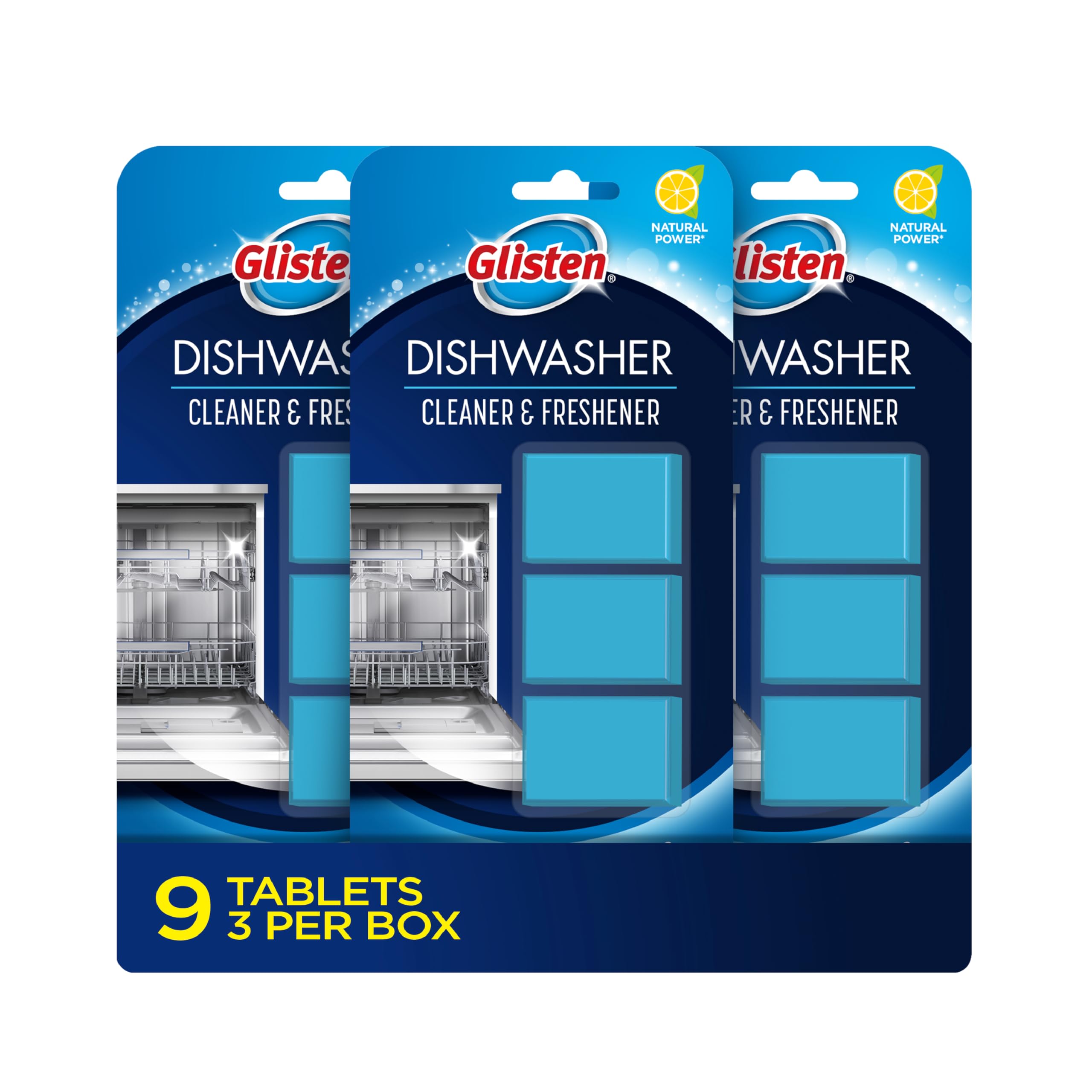 Glisten Dishwasher Cleaner Lemon Tablet 9-Pack