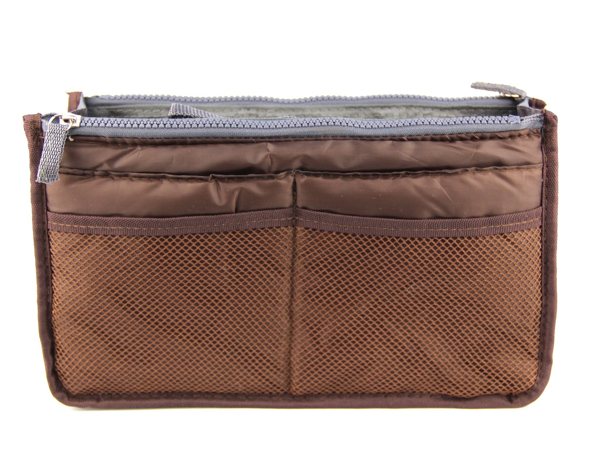 Raylinedo Women's Brown Tidy Travel Insert Handbag Cosmetic Organiser Purse Large Liner Make-Up Bag Pouch