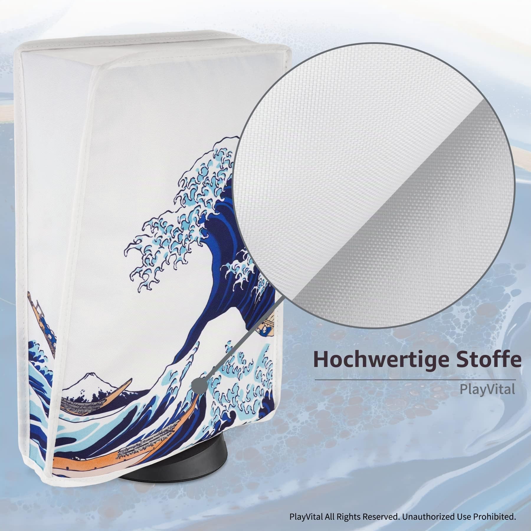 PlayVital Staubhülle für ps5,Staubschutze Hülle Spritzwasserdichte Tasche,Schutzhülle Abdeckung Case für PS5 Konsole Digital Edition&Regular Edition(Welle)