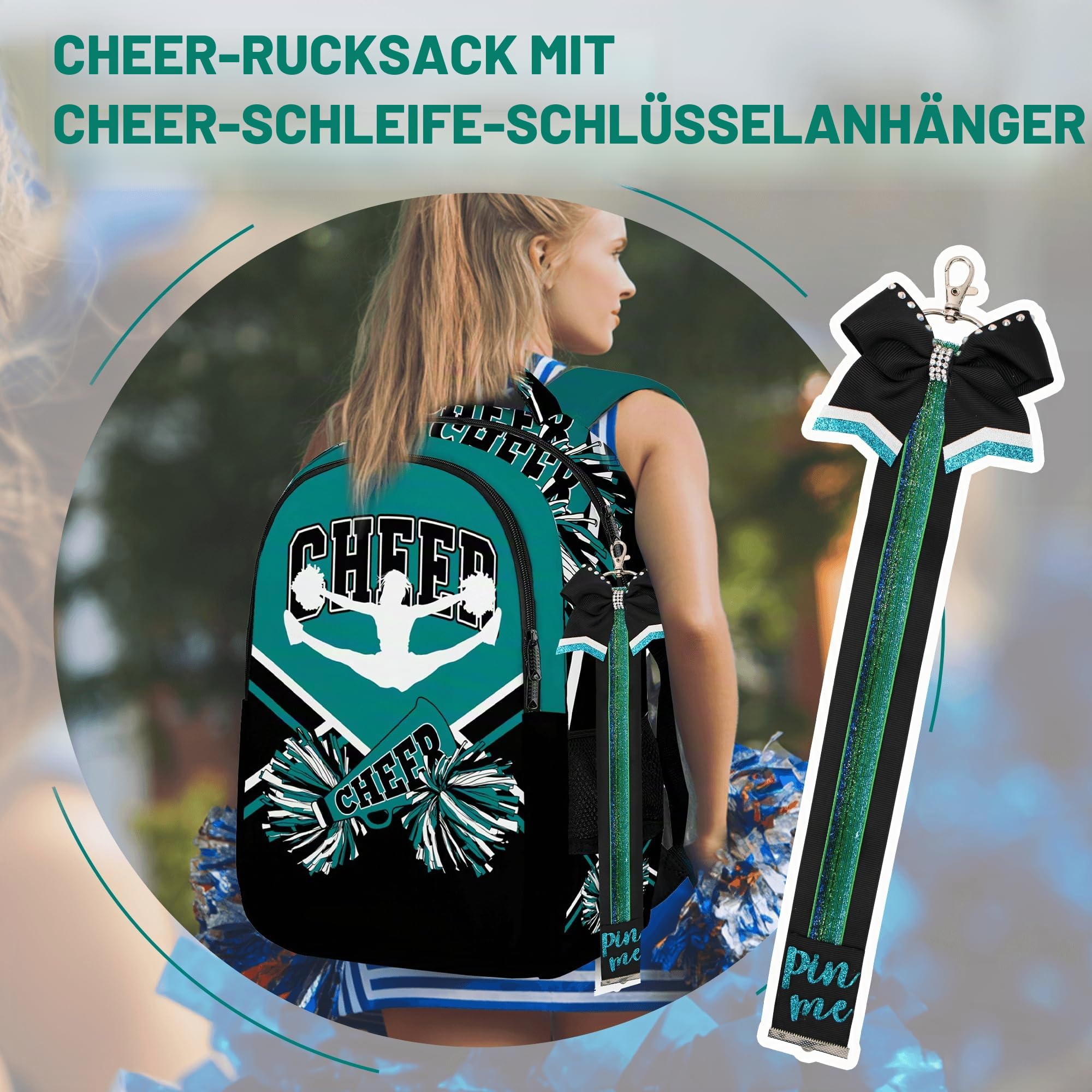 Cheerleader Rucksack mit Cheer Pin Gurt für Cheerleading Geschenke Teamfrauen